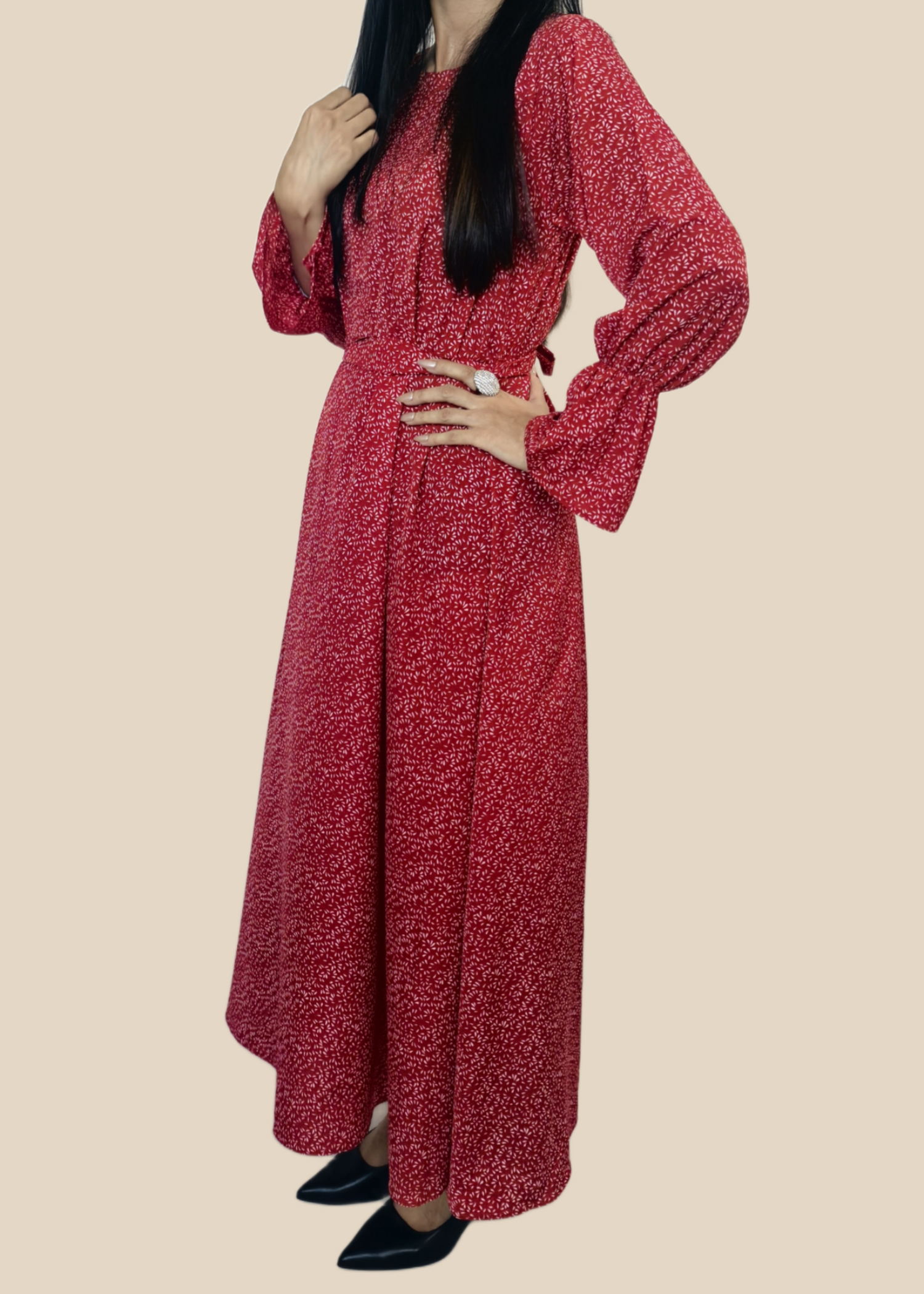 georgette Maxi in Cardinal red