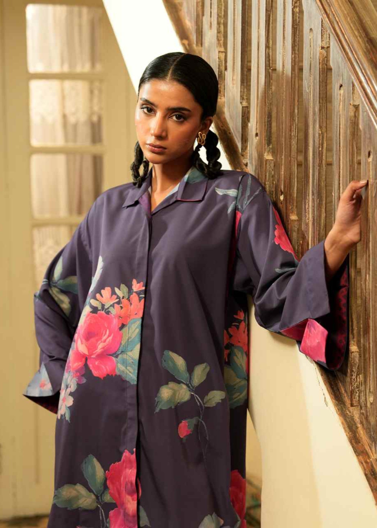 crepe Co ord Sets in Grape
