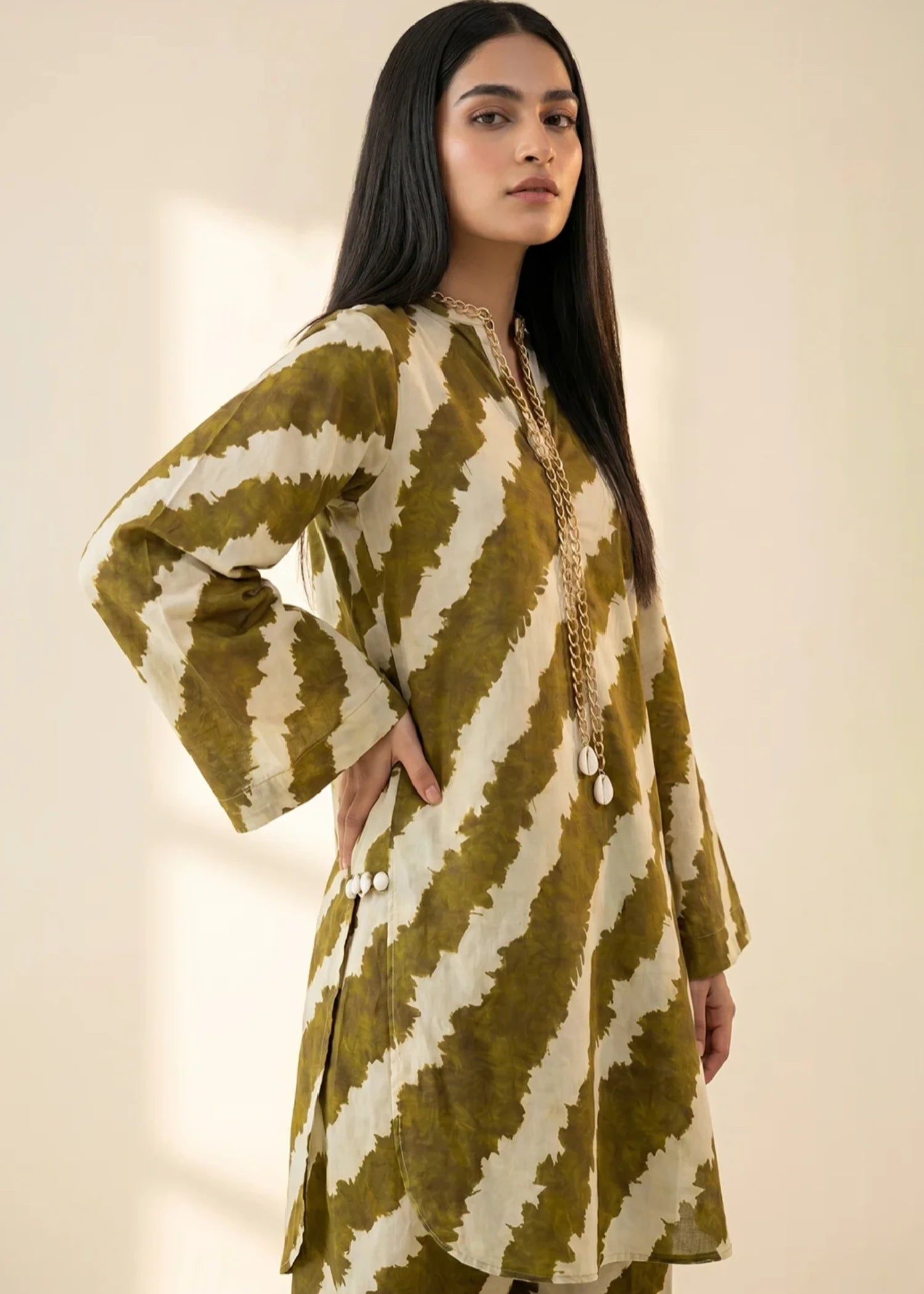 lawn Co Ord Sets in Beige, olive green