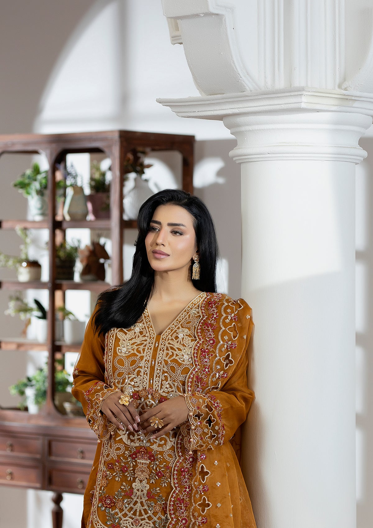 organza Kurta Set in Mustard