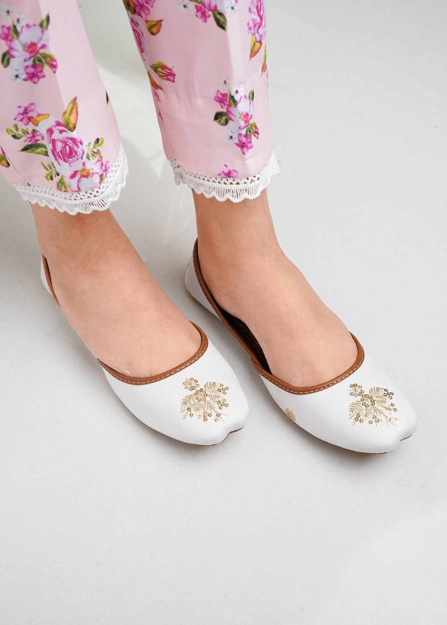 Khussa in Milk by - High Quality Women Khussa NZW7123