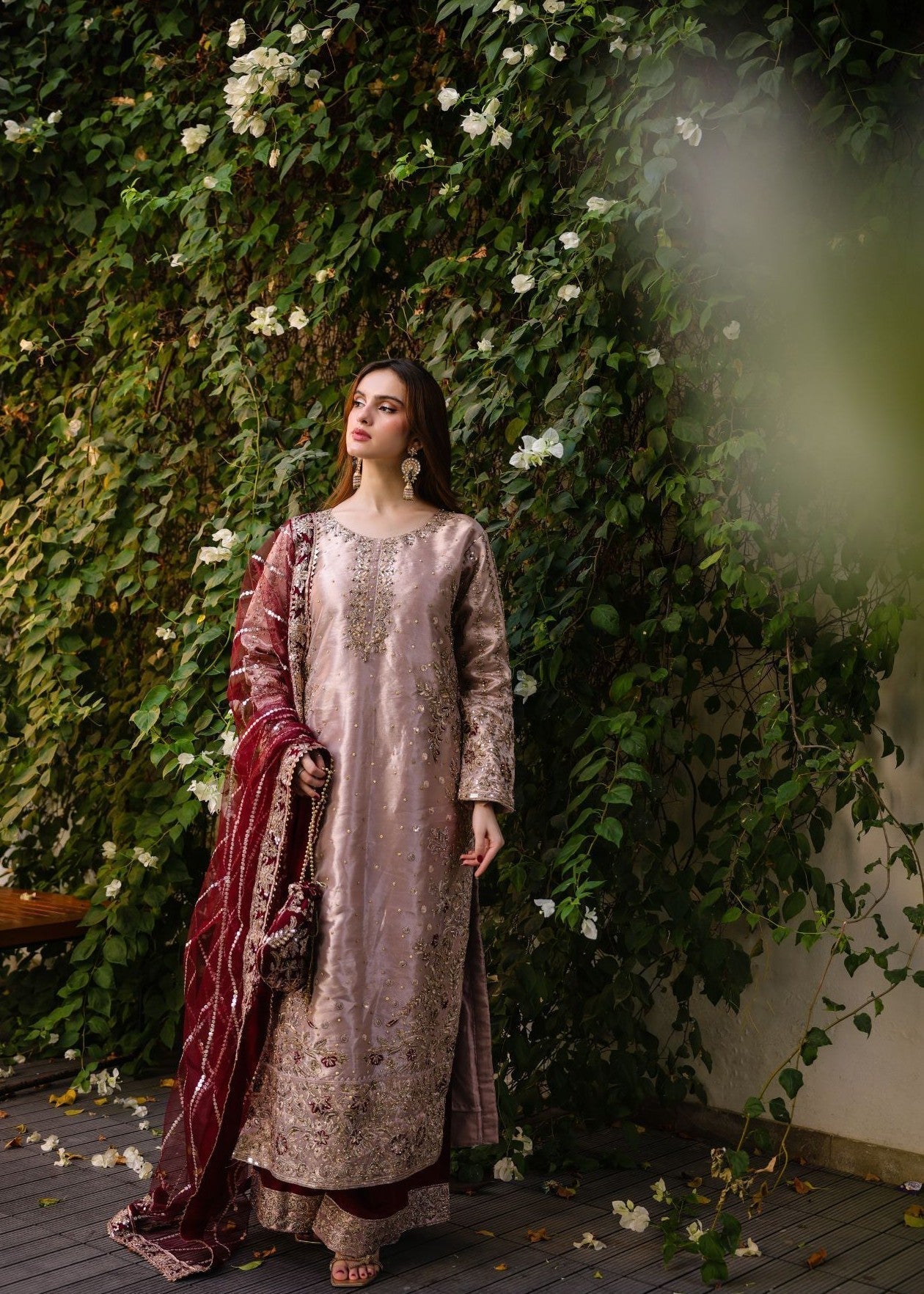 poly masoori Kurta Set in Lavender pink