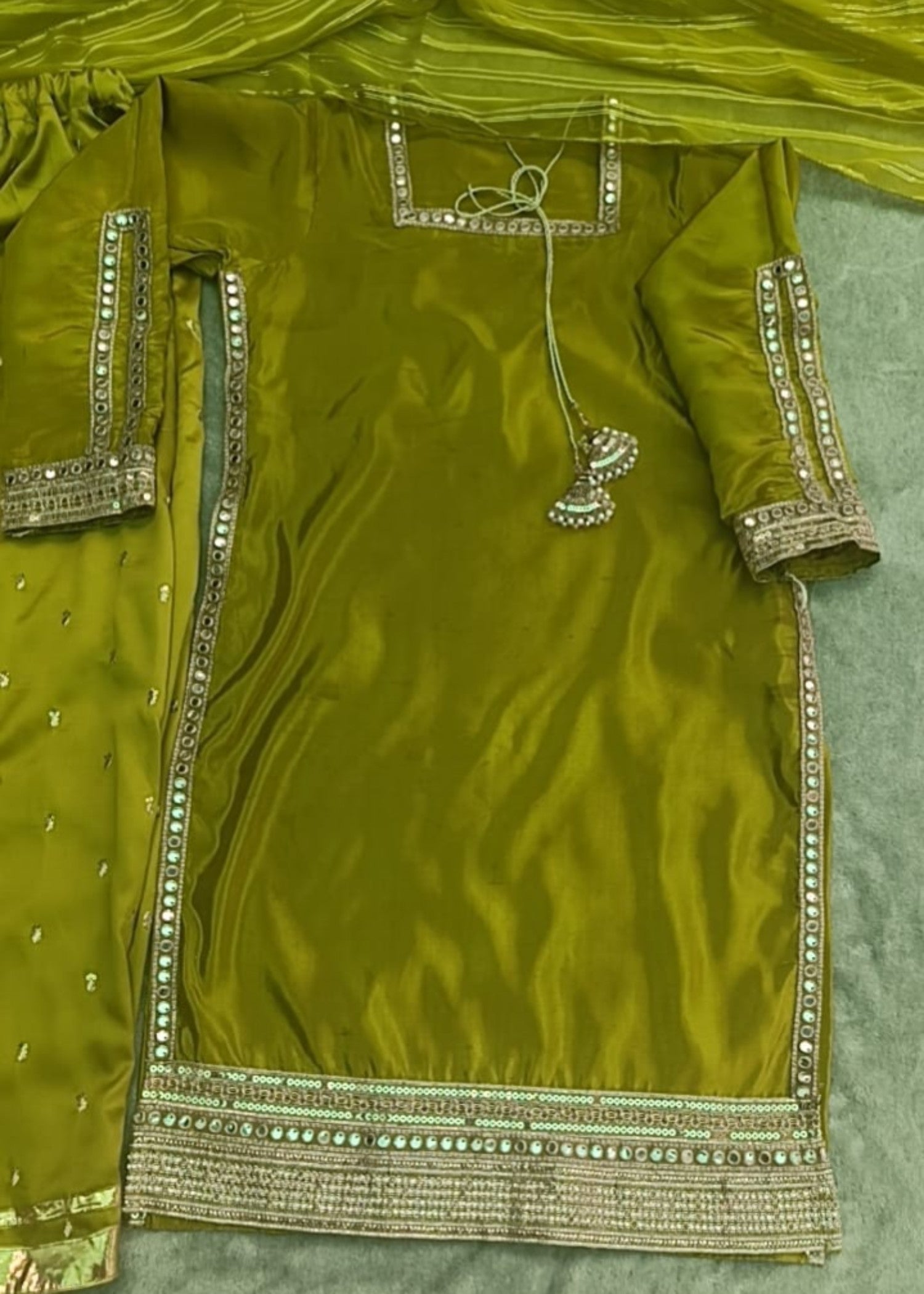 kattan silk Sharara in Olive green
