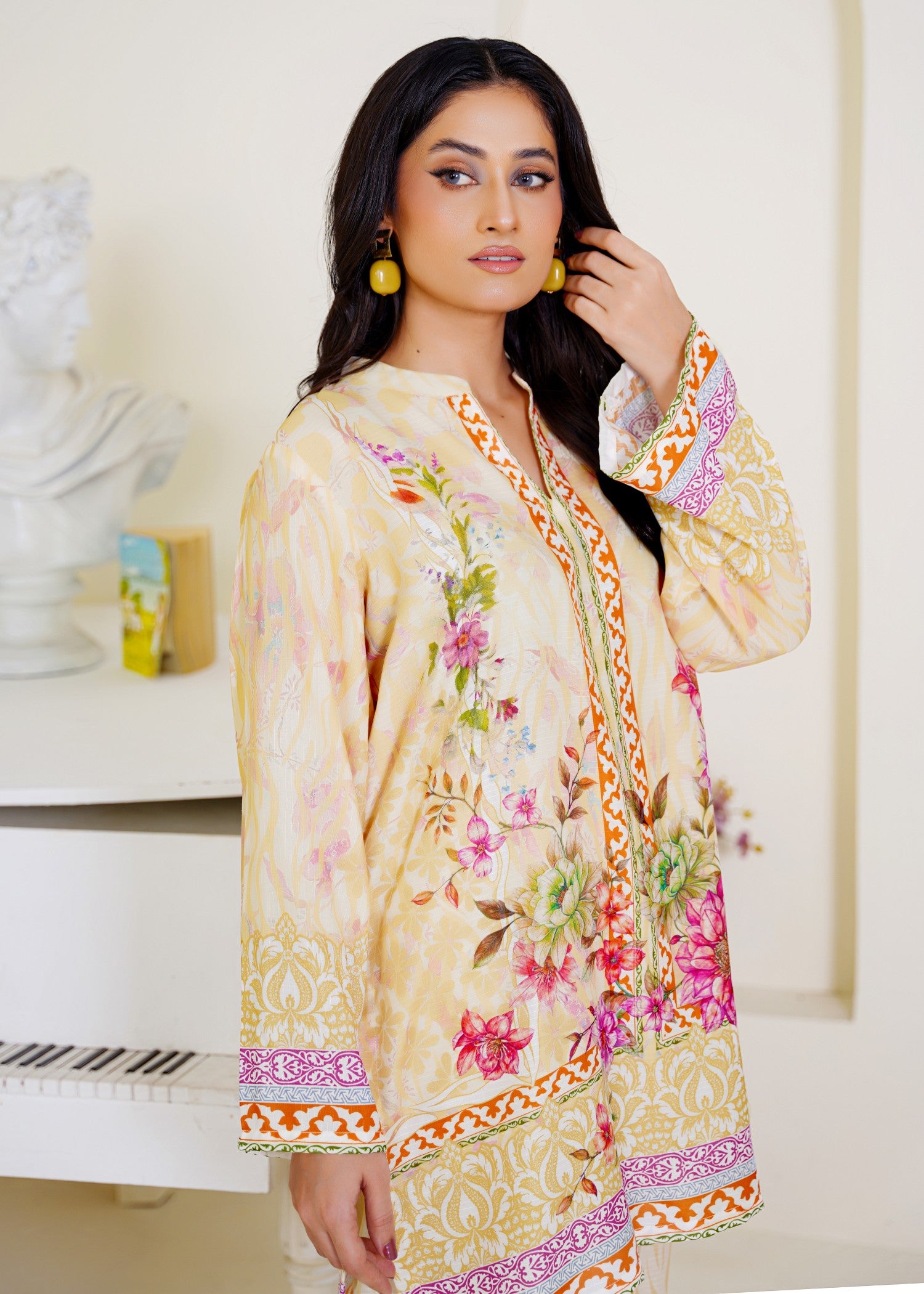 slub cambric Co Ord Sets in Lemon chiffon