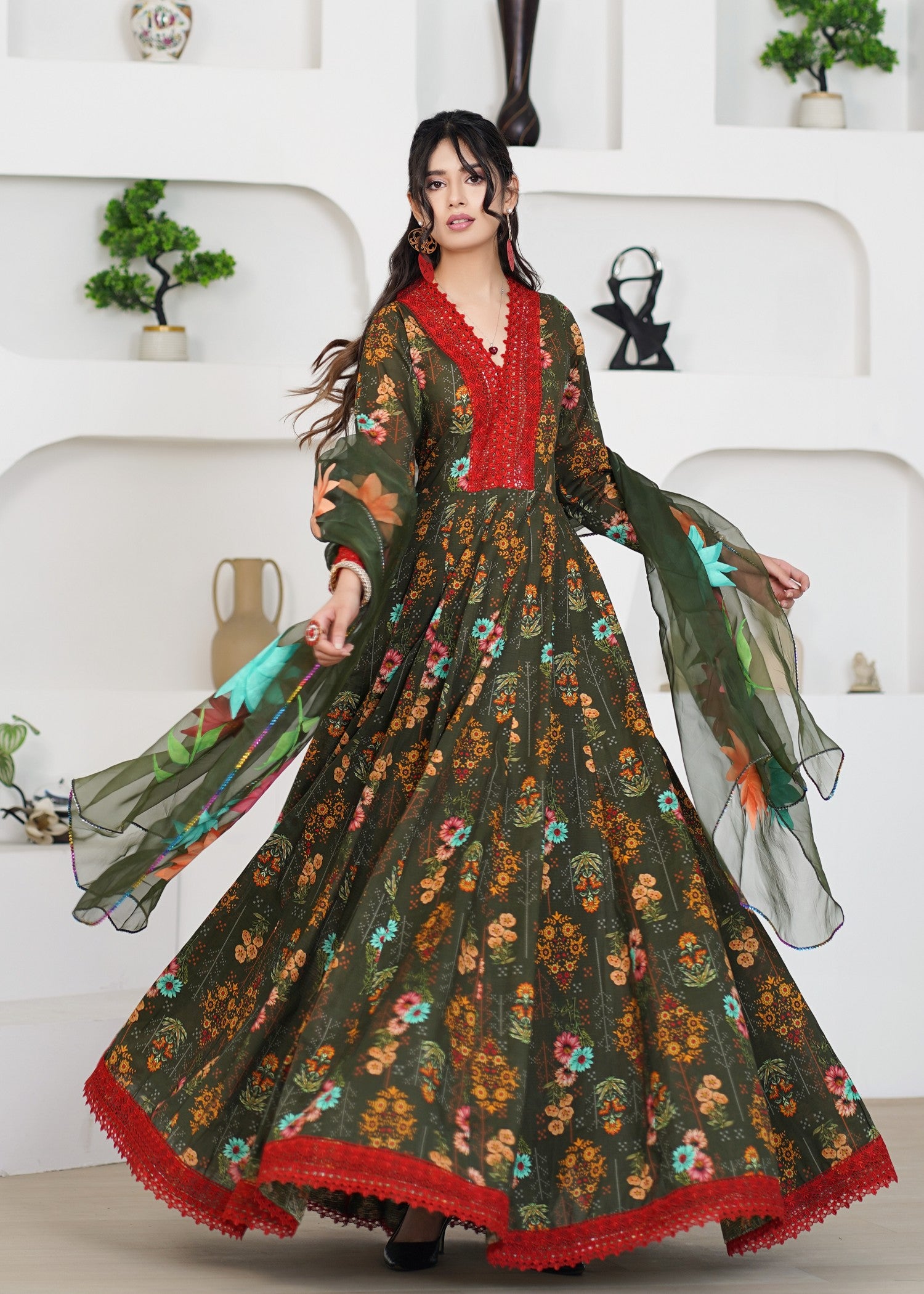 textured lawn Maxi in Avocado green