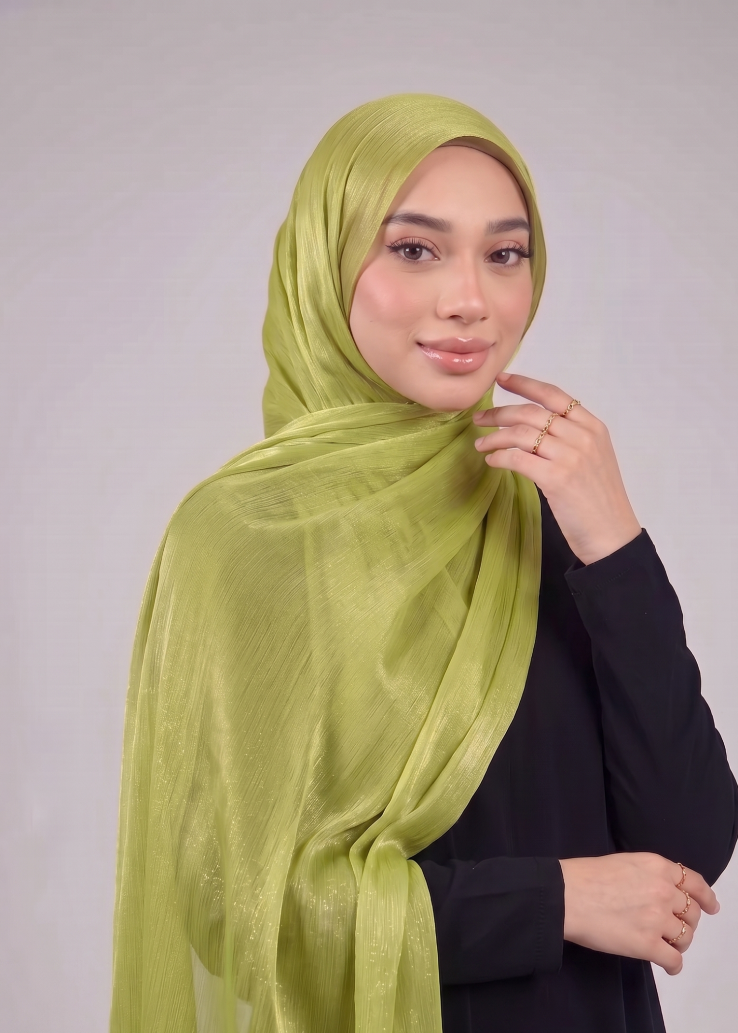 lurex organza Hijab in Lime green