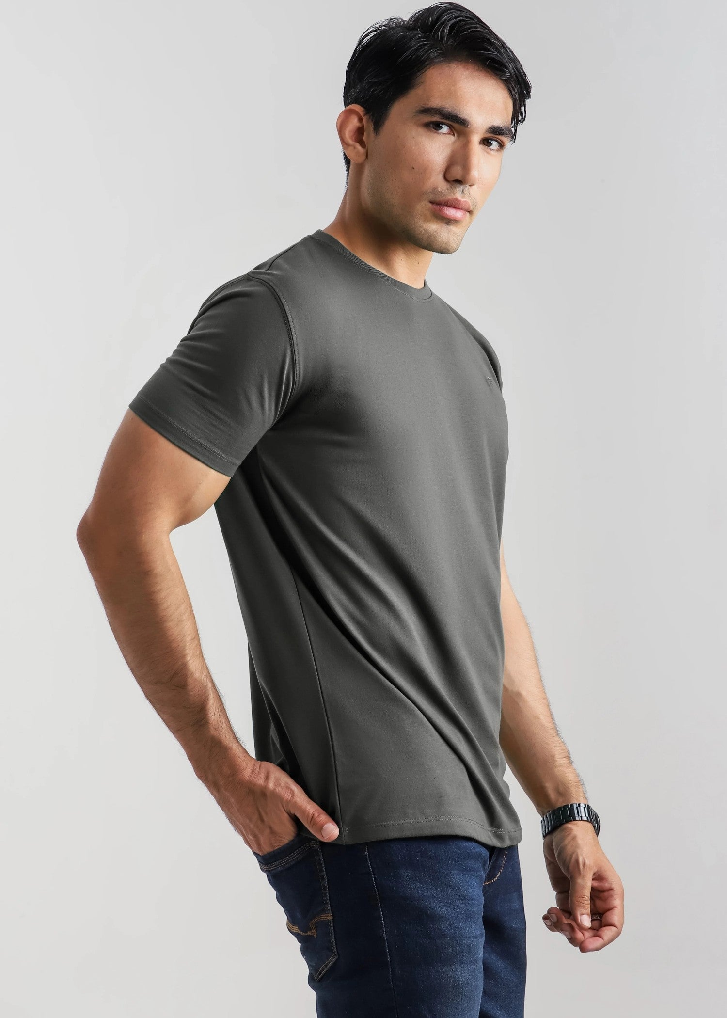 cotton T Shirt in Dark grey