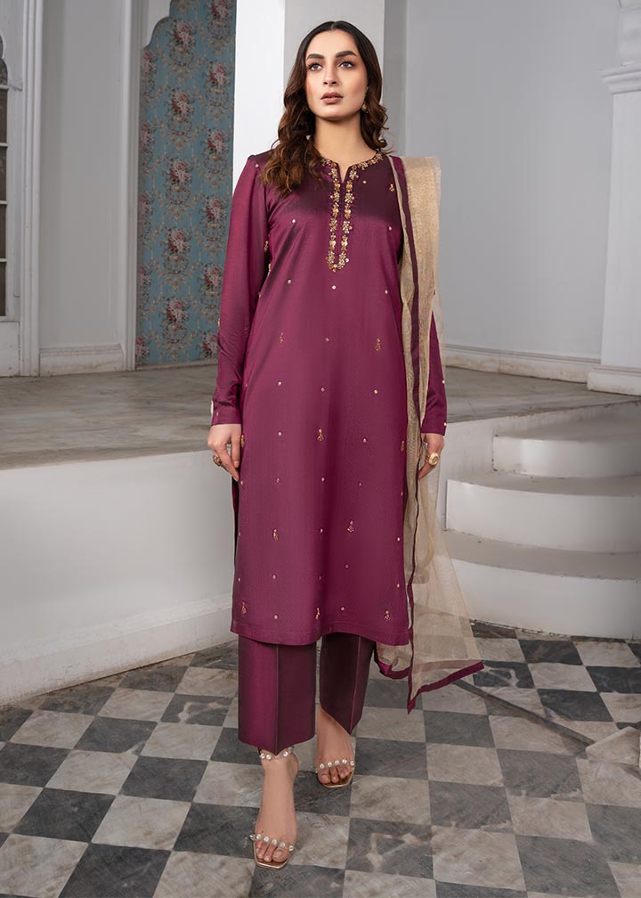 kattan silk Kurta Set in Plum
