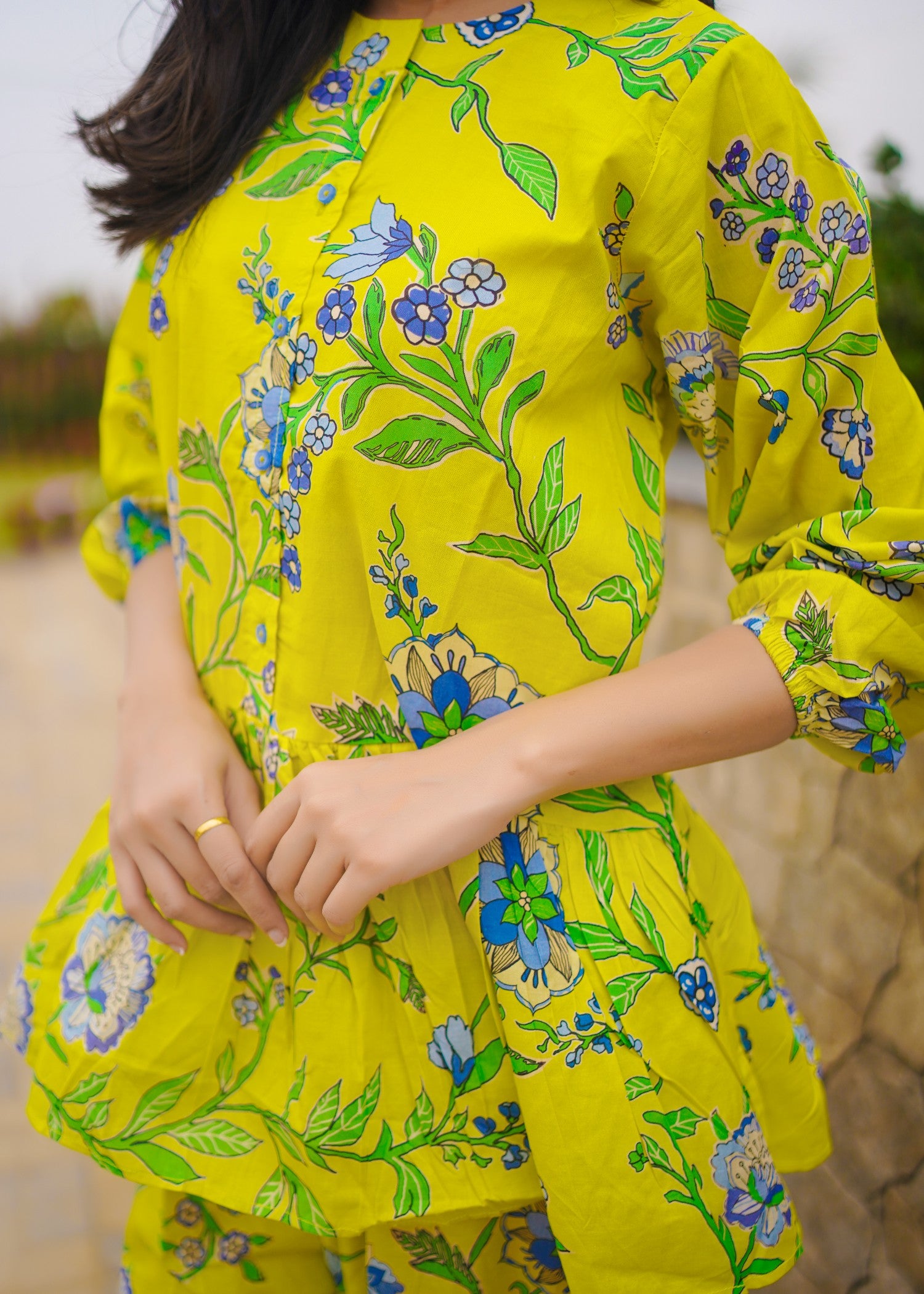 pure cotton Co Ord Sets in Chartreuse