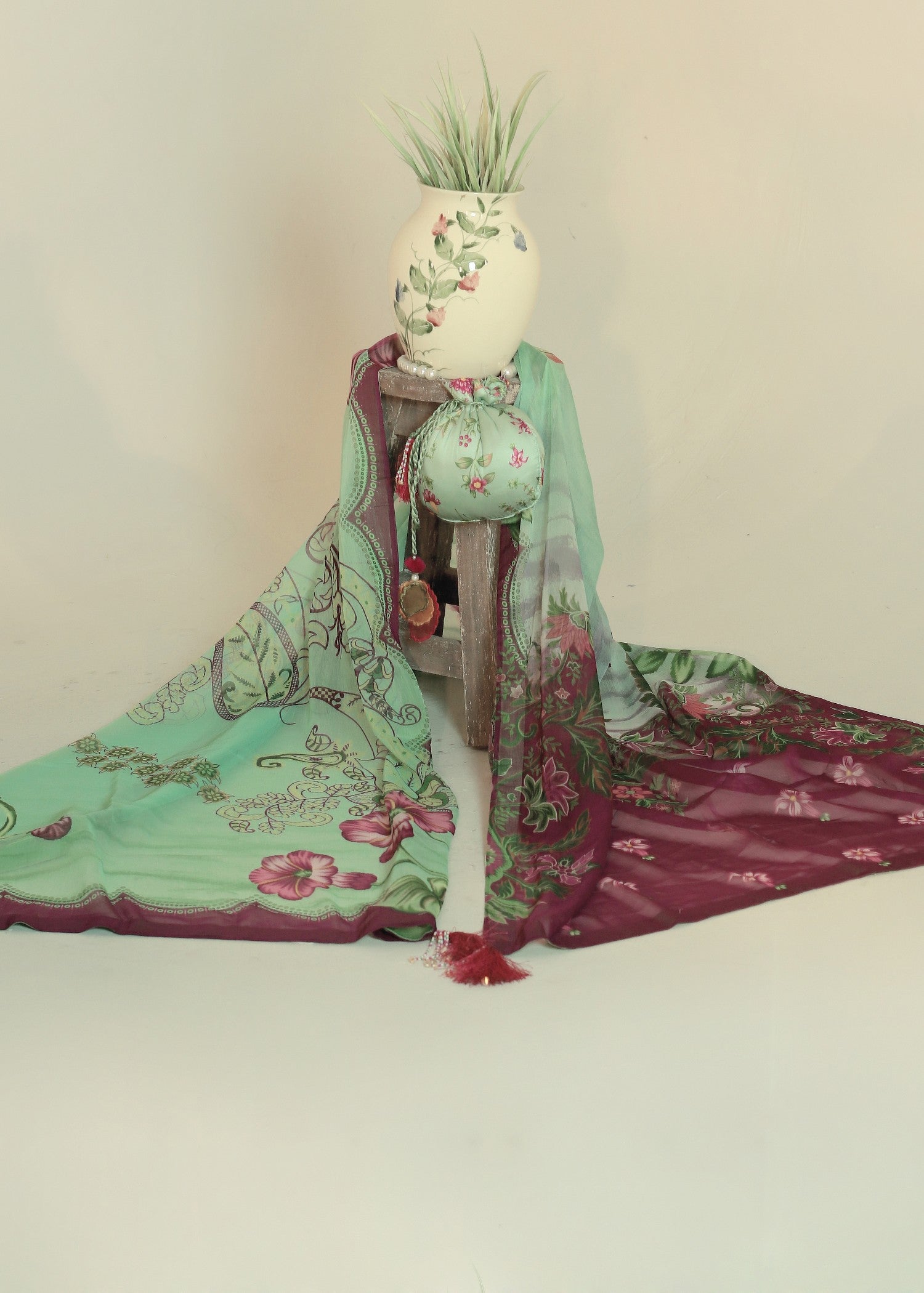 crepe silk Unstitched in Mint green