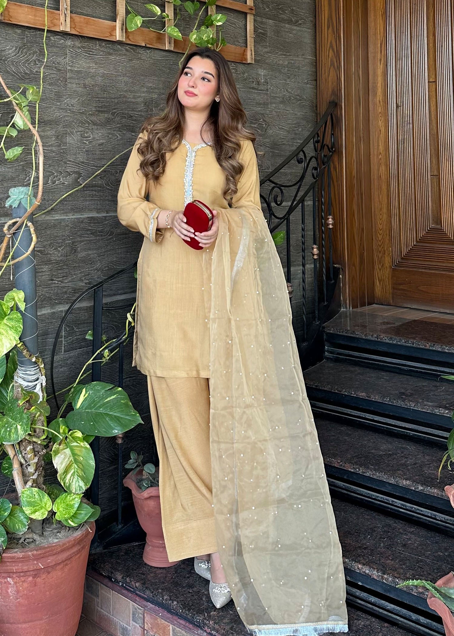 viscose thai silk Kurta Set in Gold