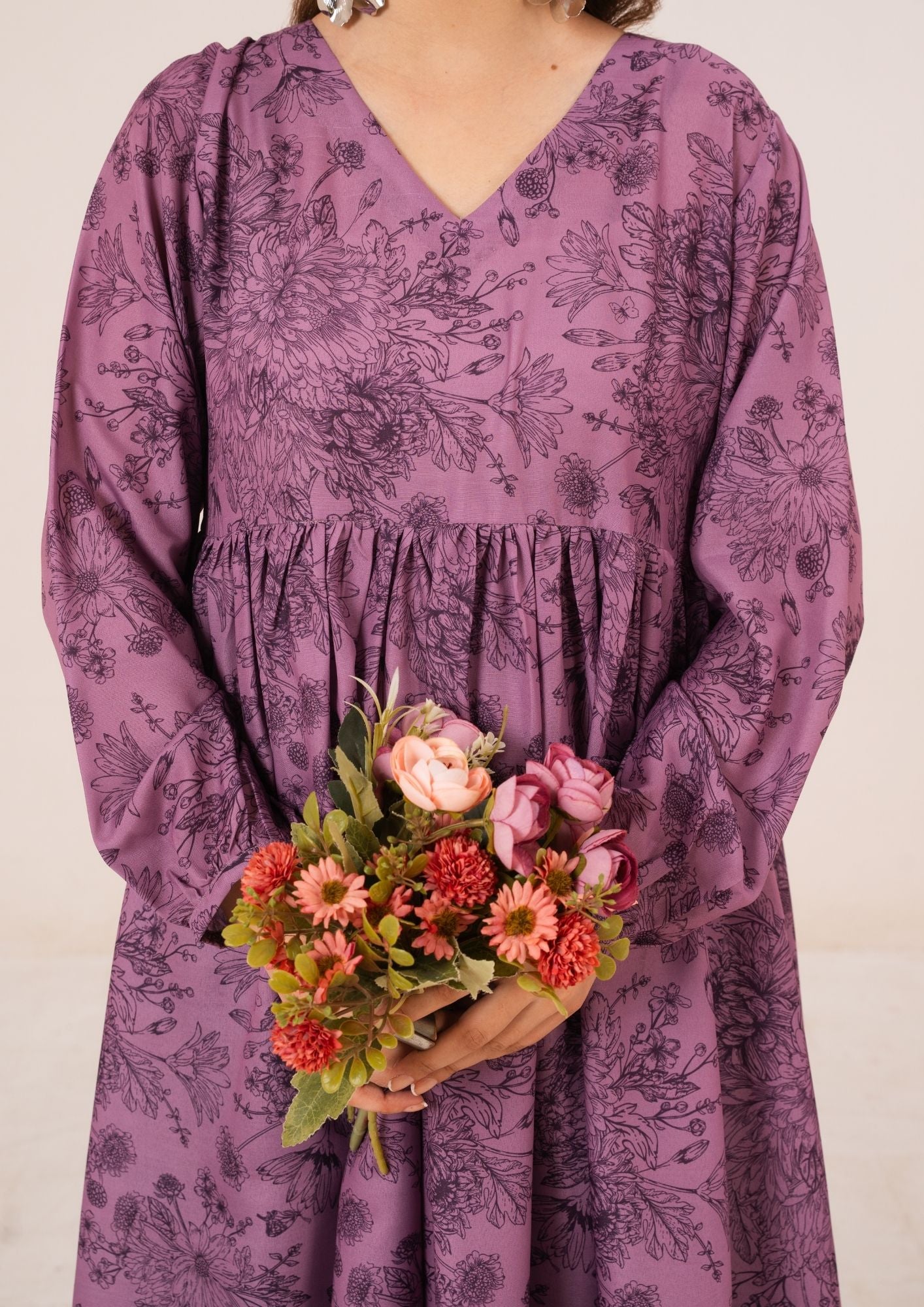 arabic lawn Maxi in Mauve