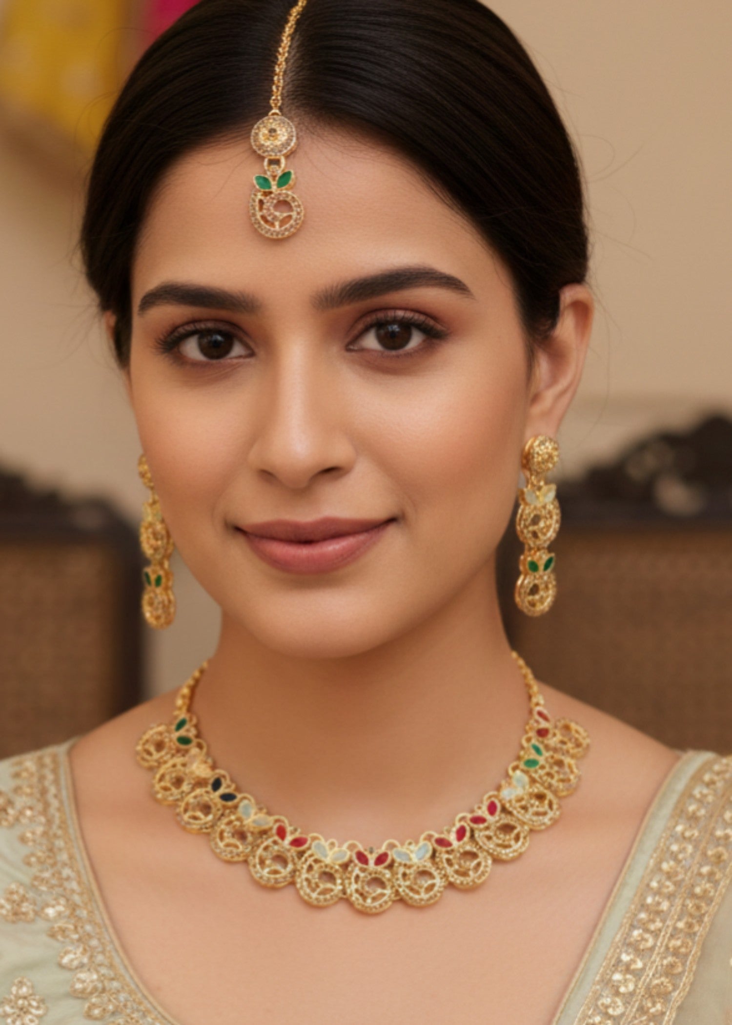 Jewelry Set in Multi, gold Color by - Trendy Women Jewelry Set AIE1323