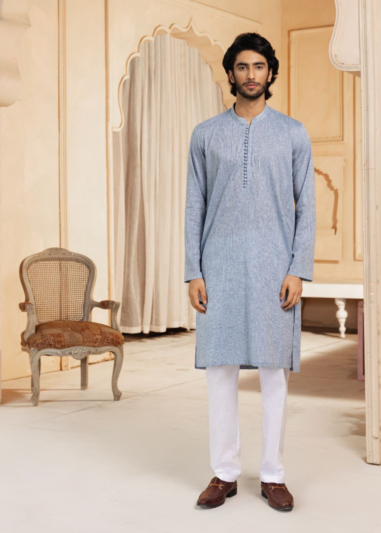 cotton Kurta in Light blue
