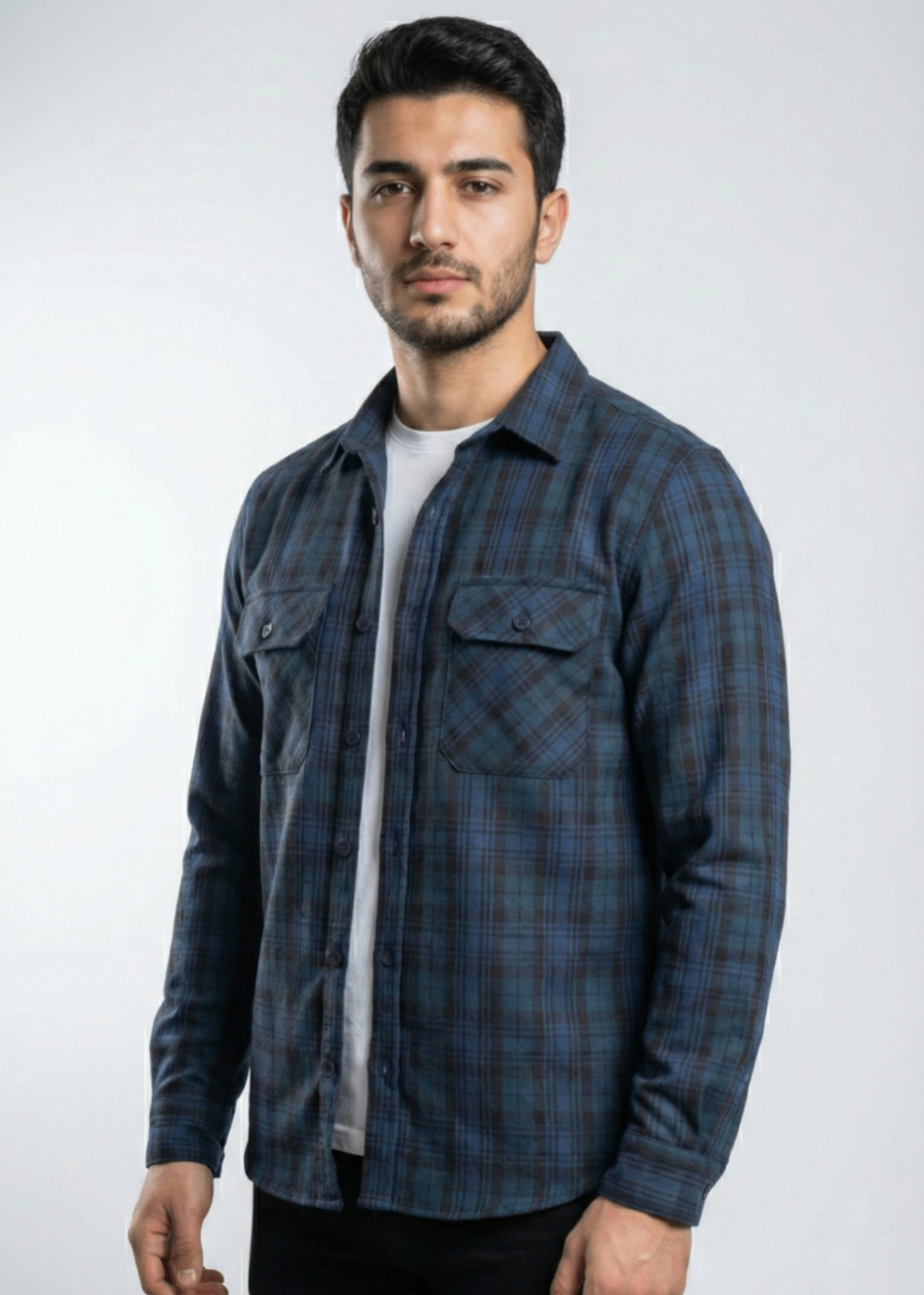 flannel Casual Shirt in Blue by Pinstripe