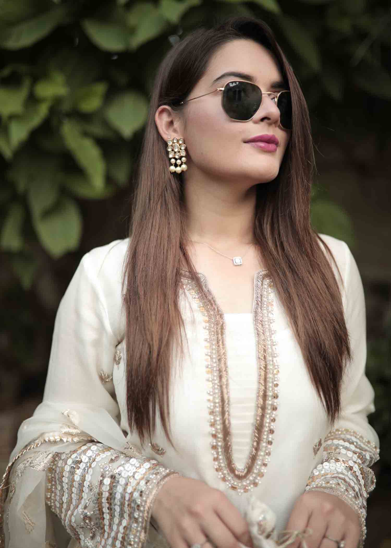 organza Gharara in White