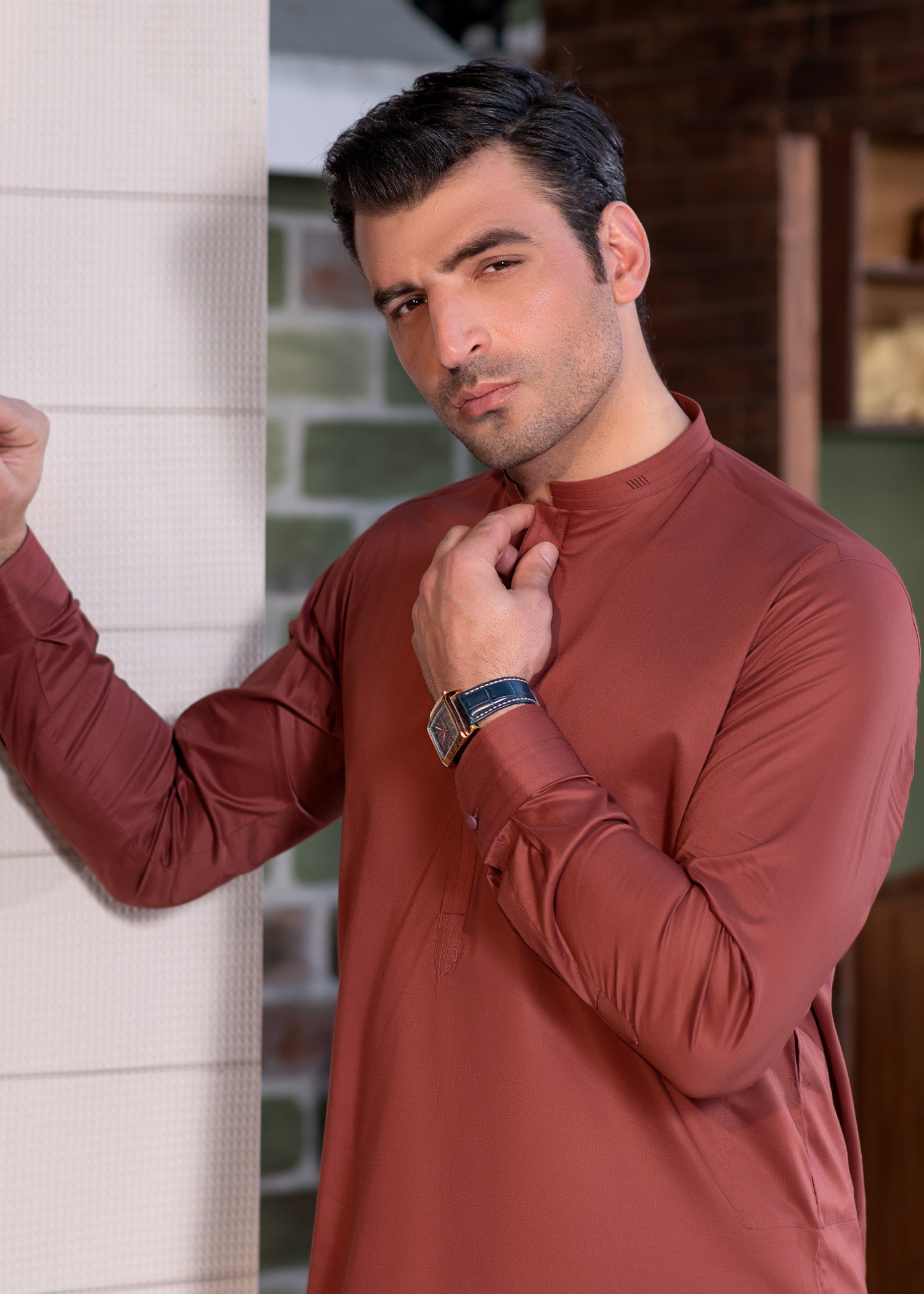 cotton Shalwar Kameez in Rust orange