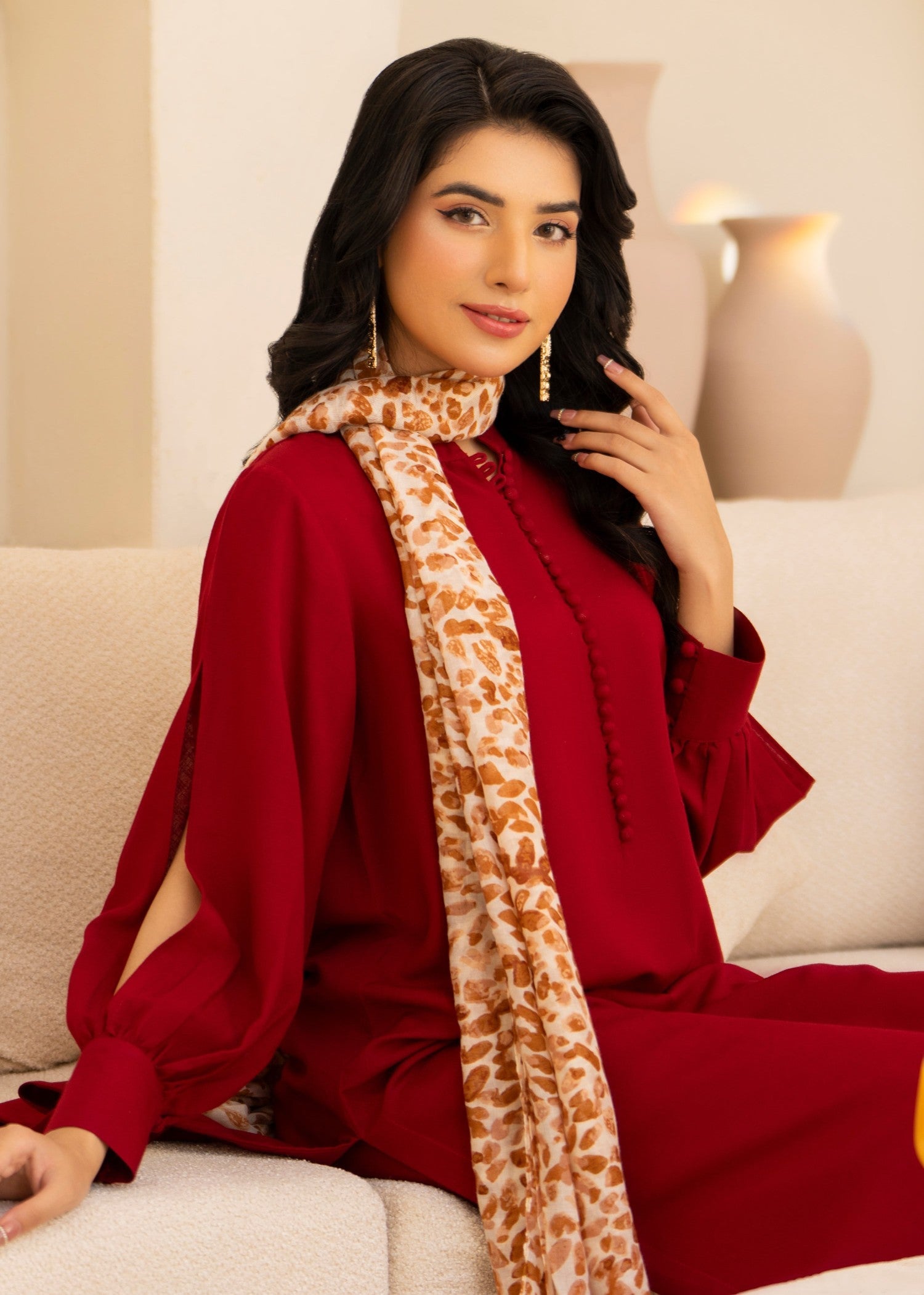 silk karandi Co Ord Sets in Carmine