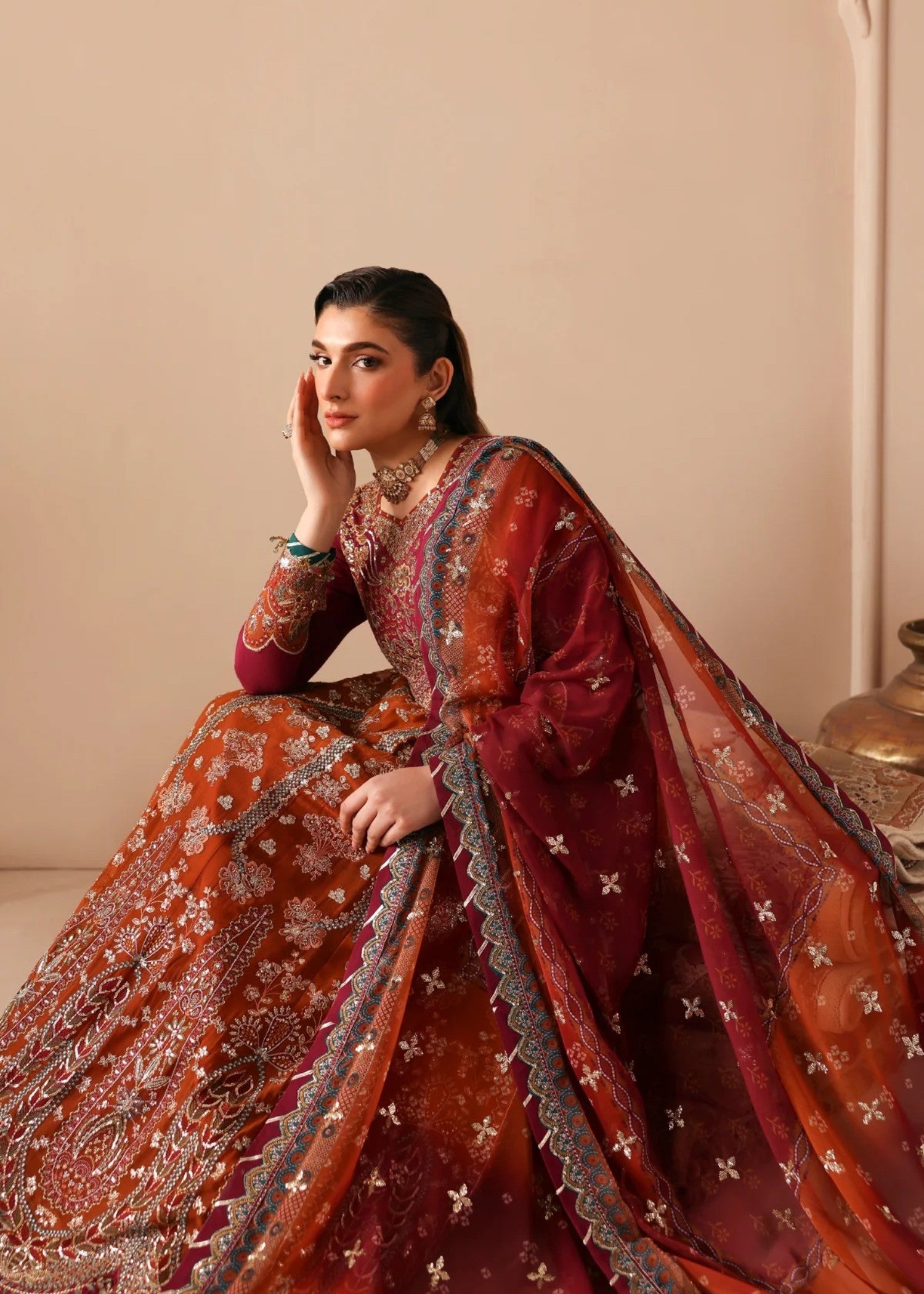 raw silk Maxi in Multi