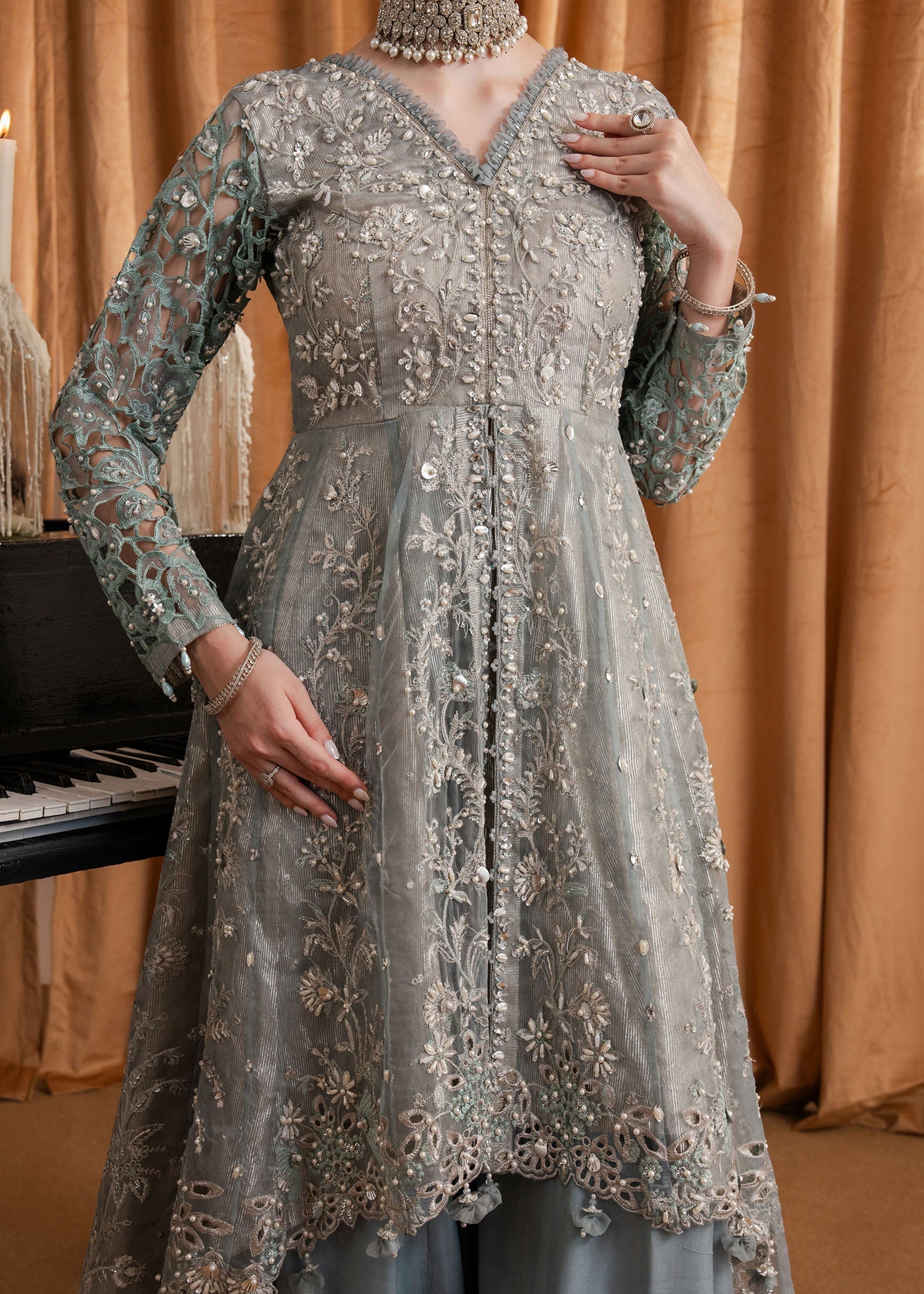 organza Sharara in Grey
