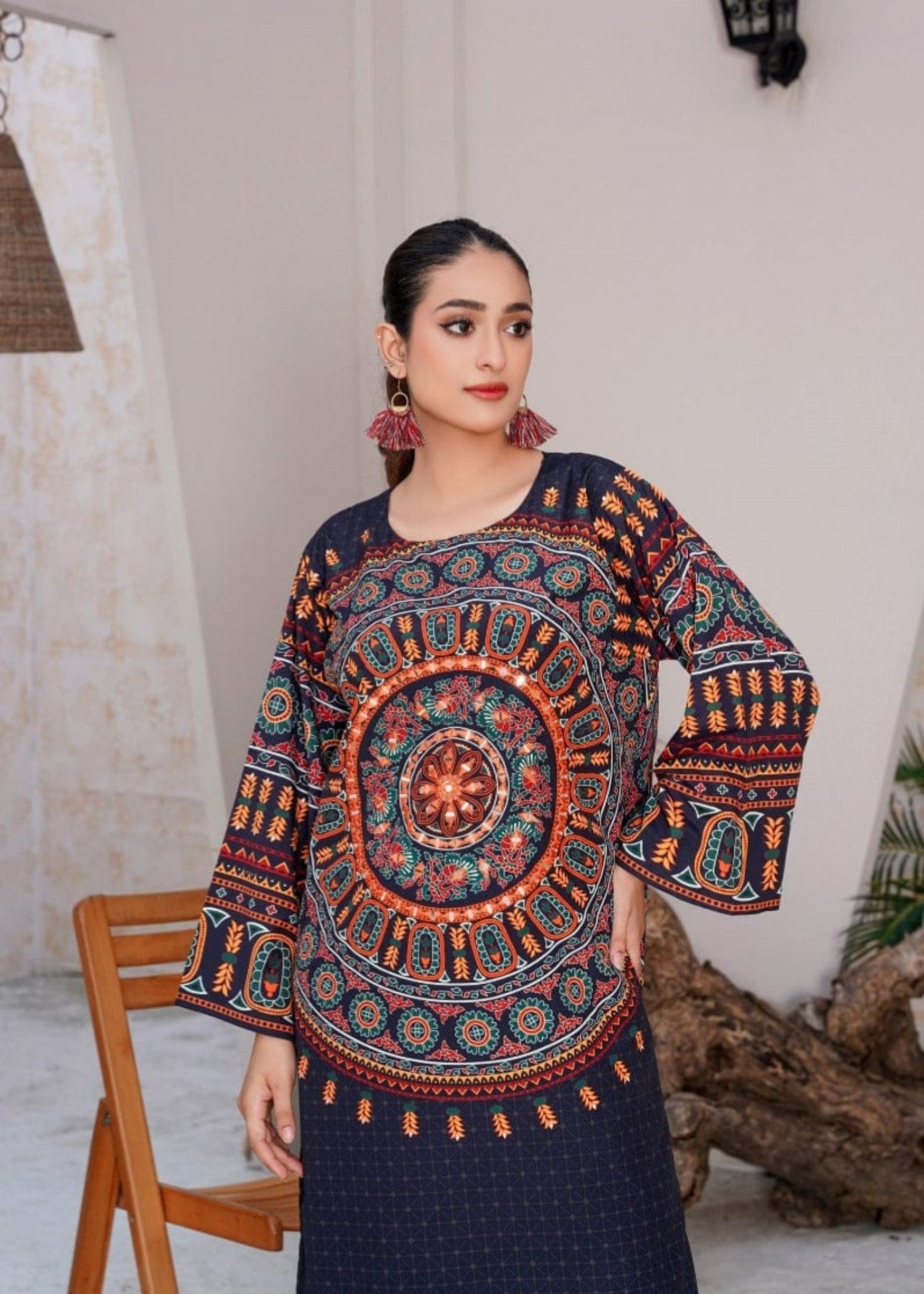 blended grip silk Kurta Set in Navy blue