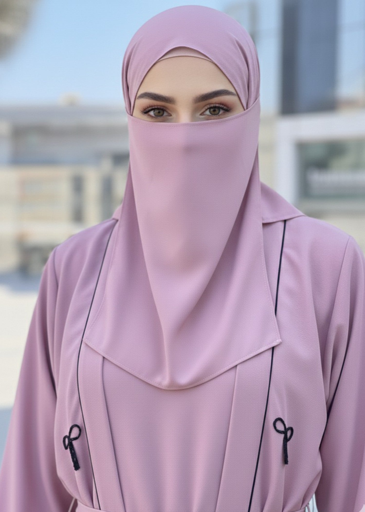 nidha Abaya in Tea rose pink