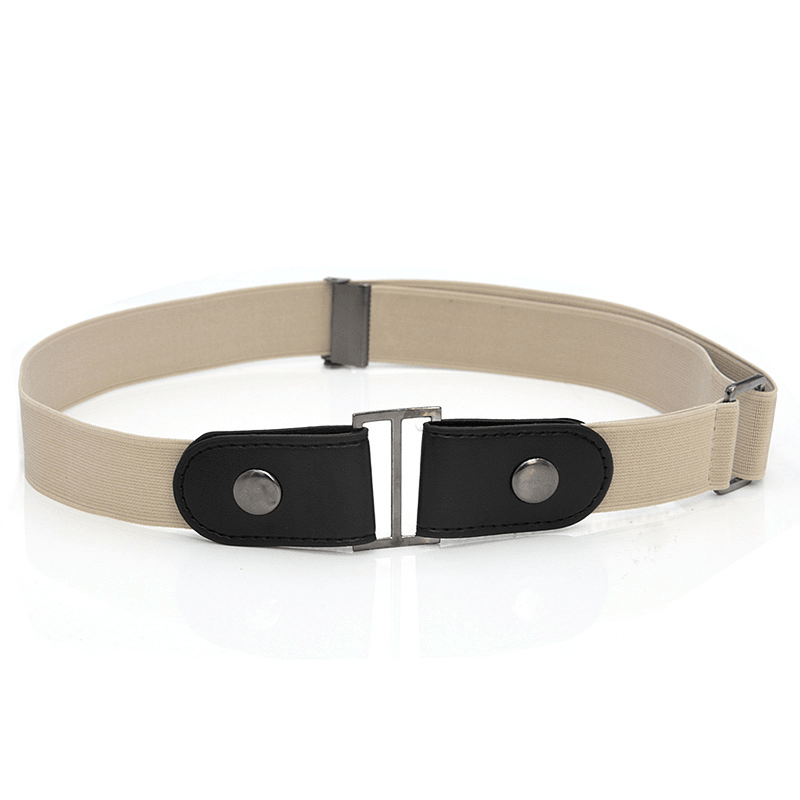 Faux Leather Slim Stretch Invisible Belt Jeans Lazy Belt