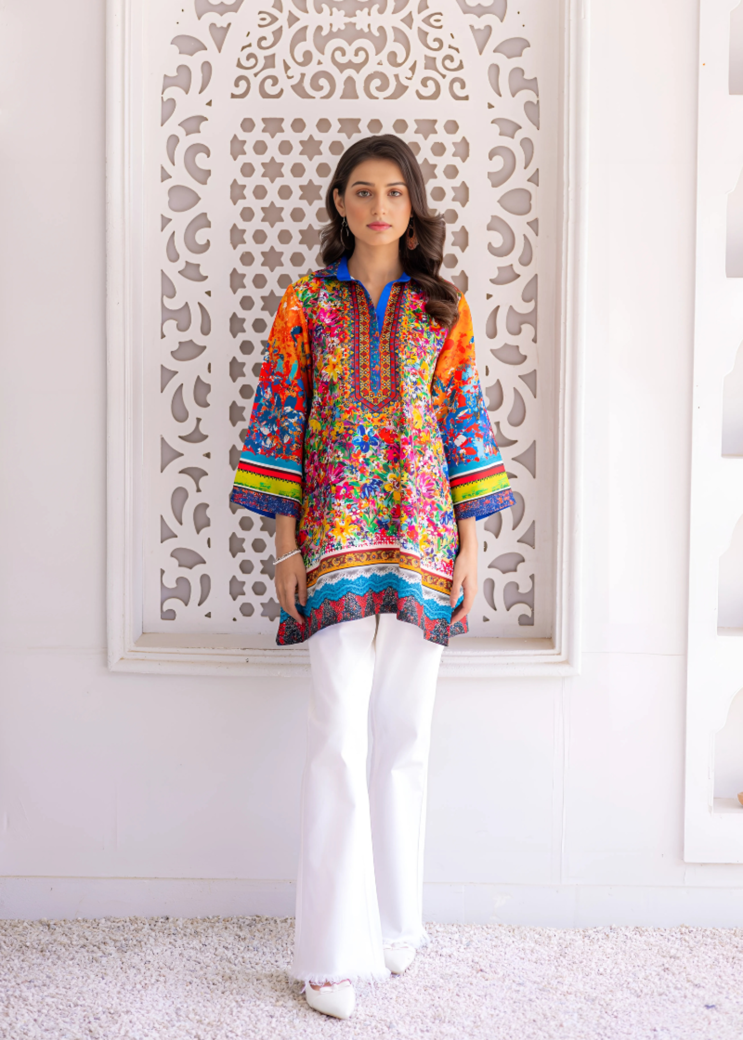herringbone Kurti in Peach orange