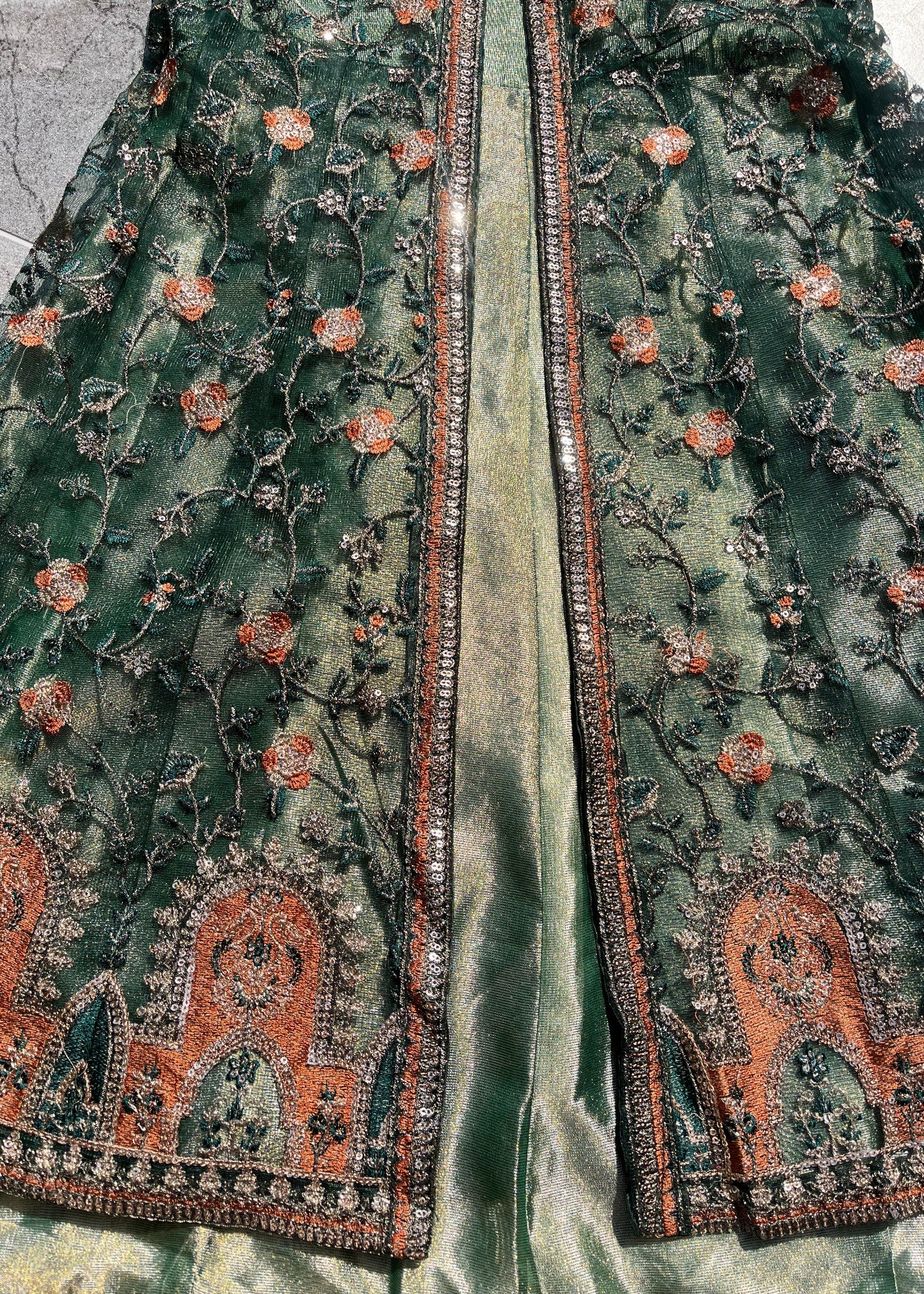 net Gown in Bottle green