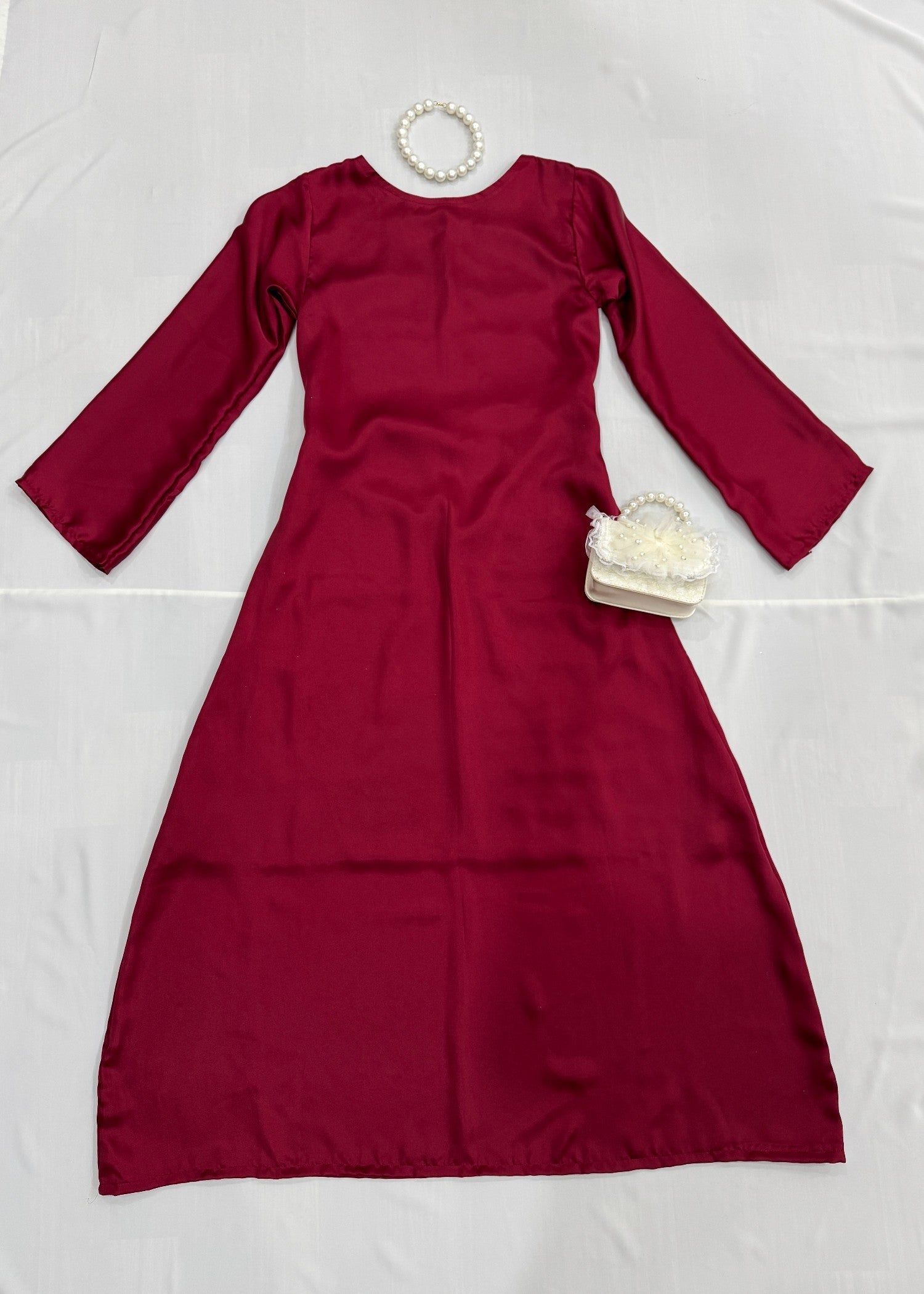 silk Dress in Maroon