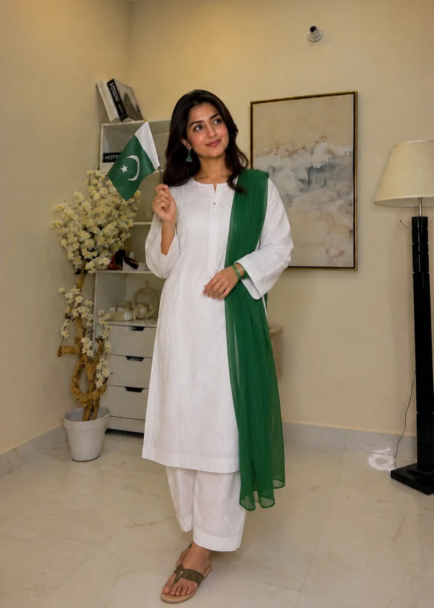 cotton Kurta Set in White
