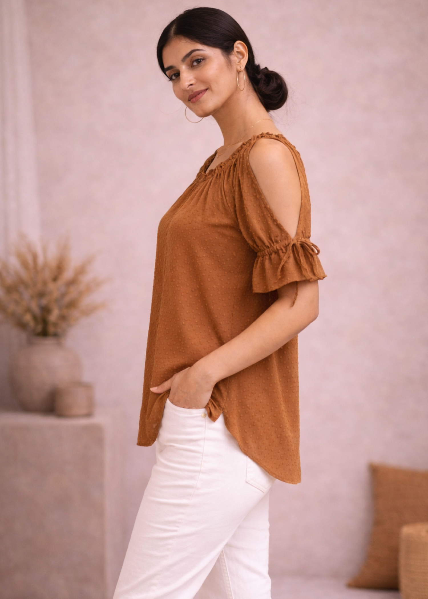 chiffon Top in Rustic brown