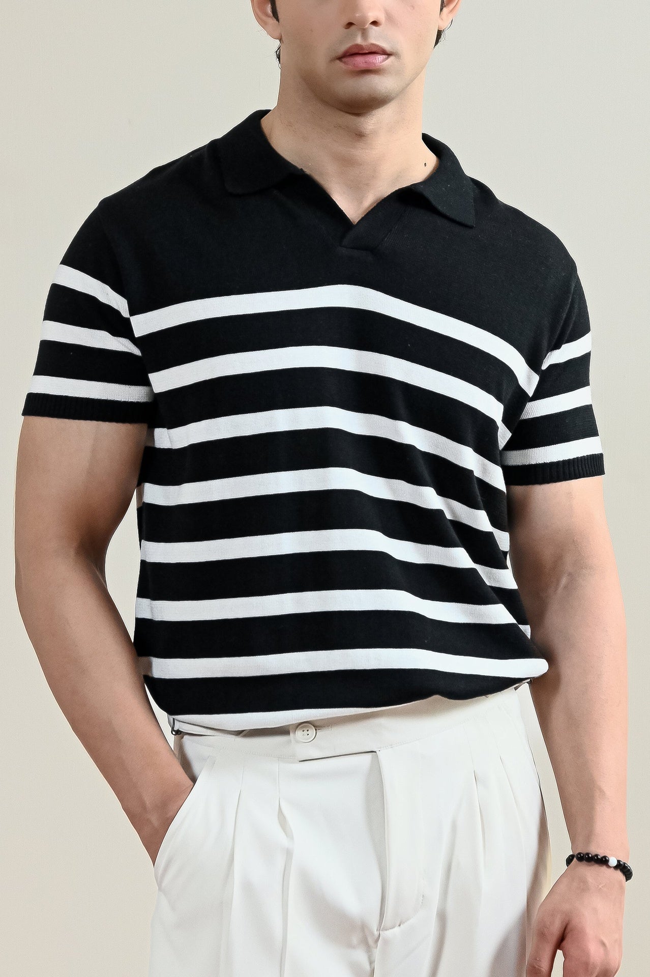 cotton Polo Shirt in Jet black