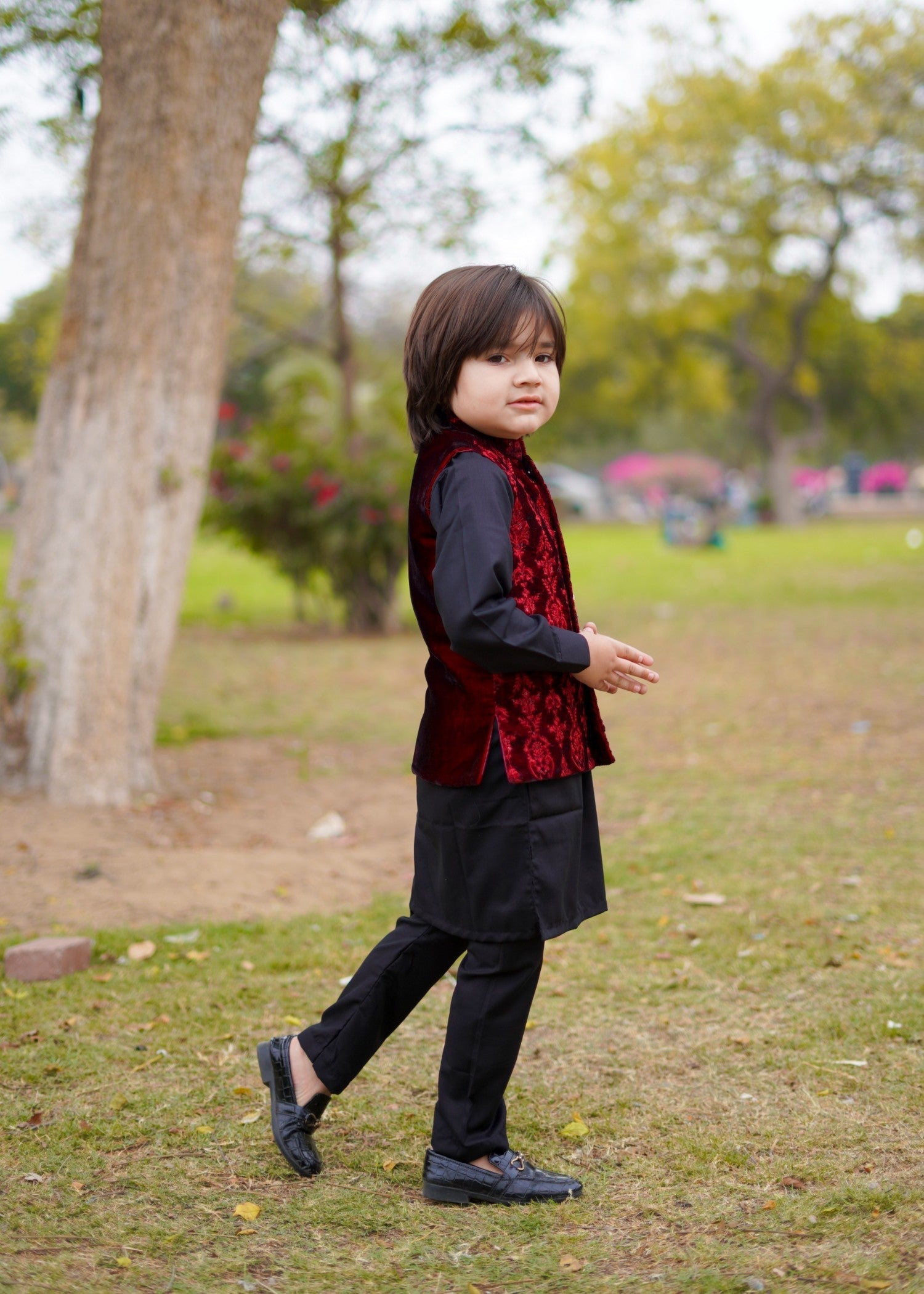 velvet Waistcoat in Red