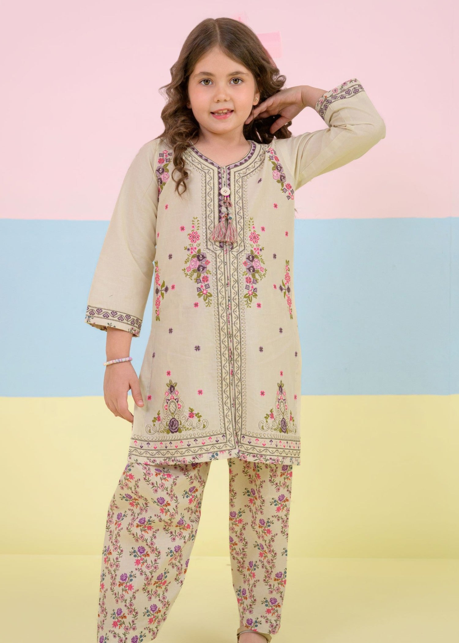 cotton Kurta Set in Grey