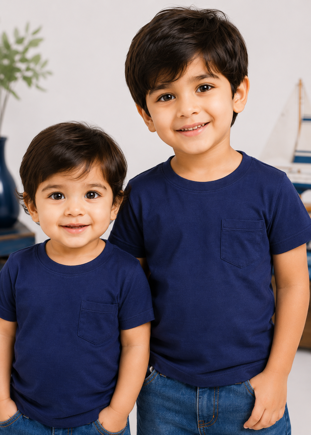 single jersey knit T Shirt in Navy blue