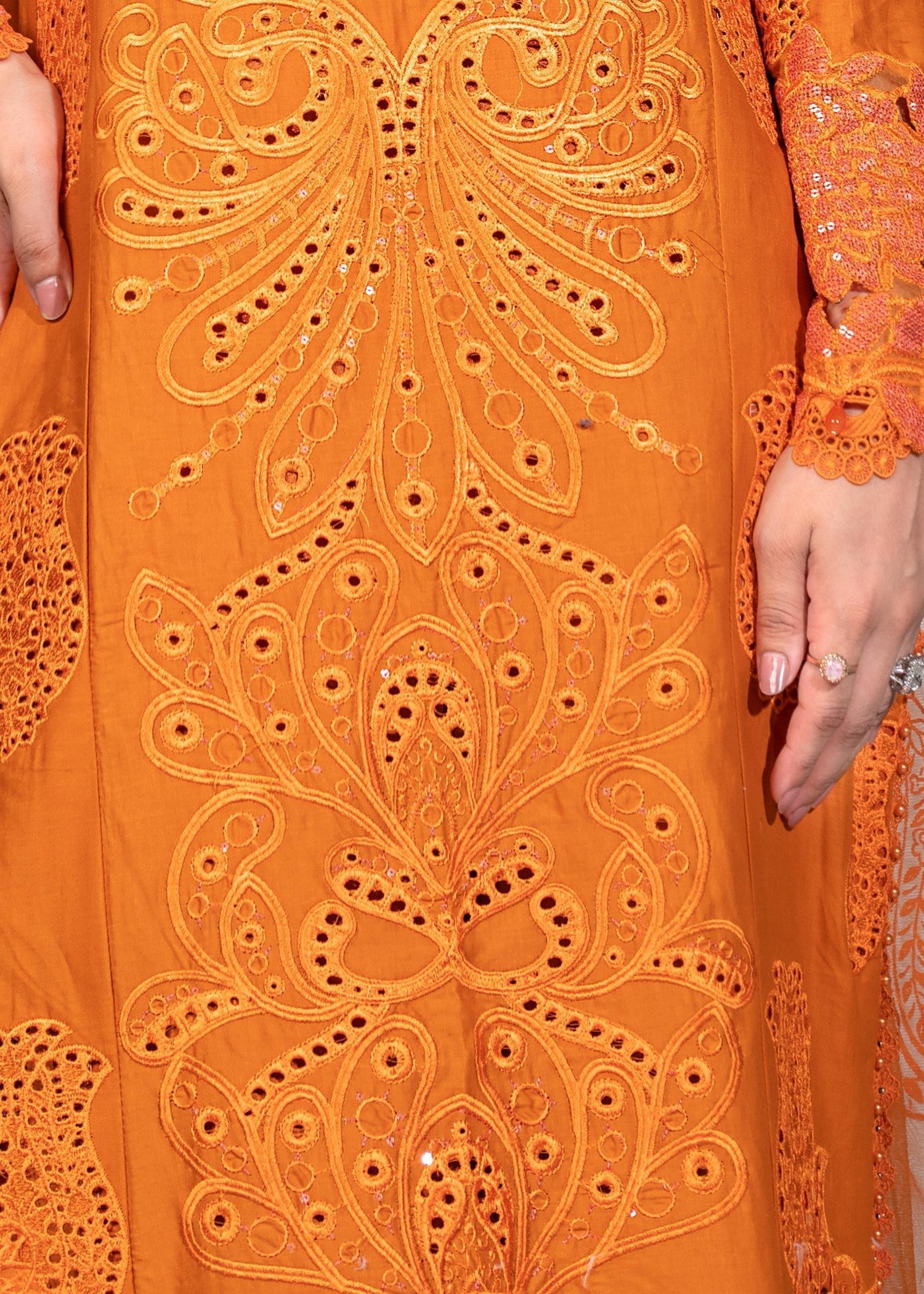cotton Kurta Set in Orange