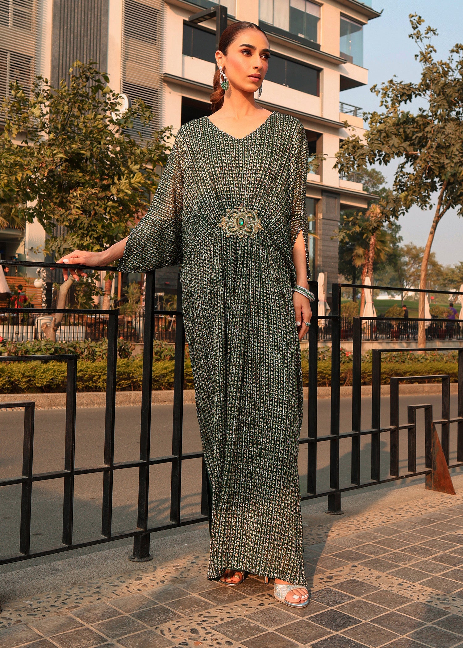chiffon Kaftan in Green
