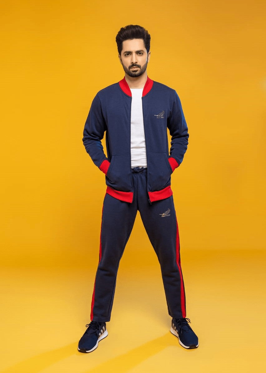 single jersey knit Tracksuit in Navy blue