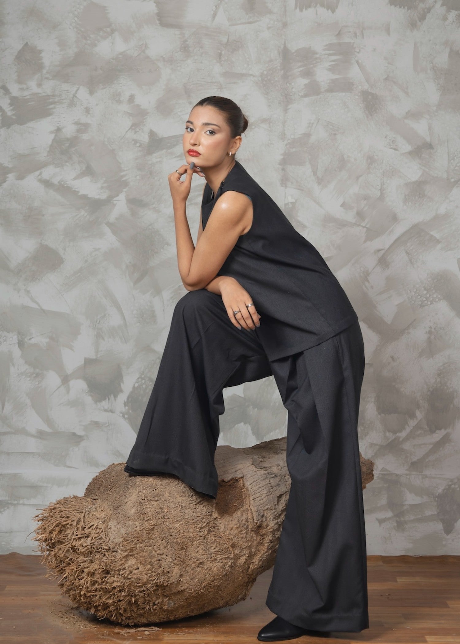 herringbone Co Ord Sets in Jet black