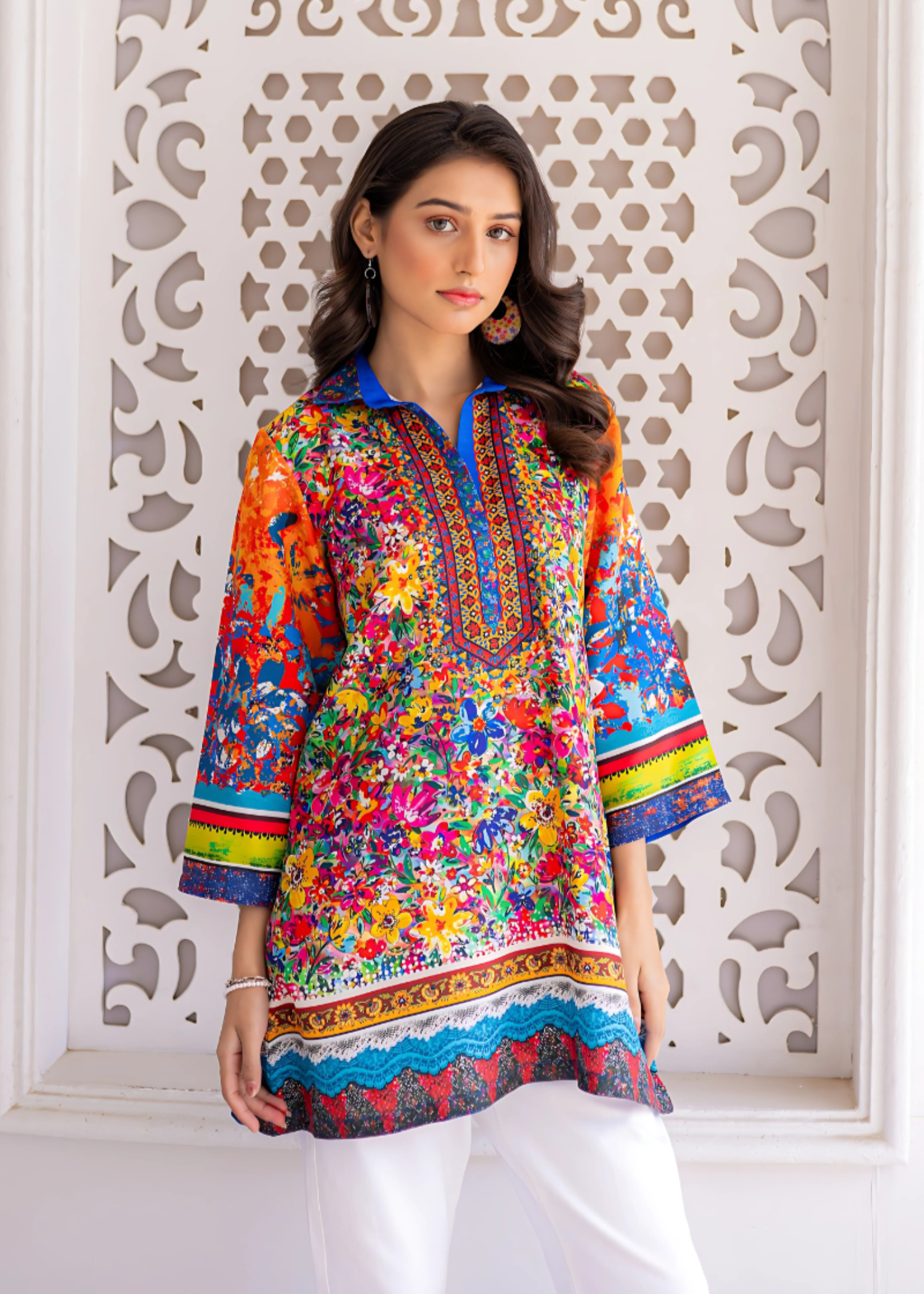 herringbone Kurti in Peach orange