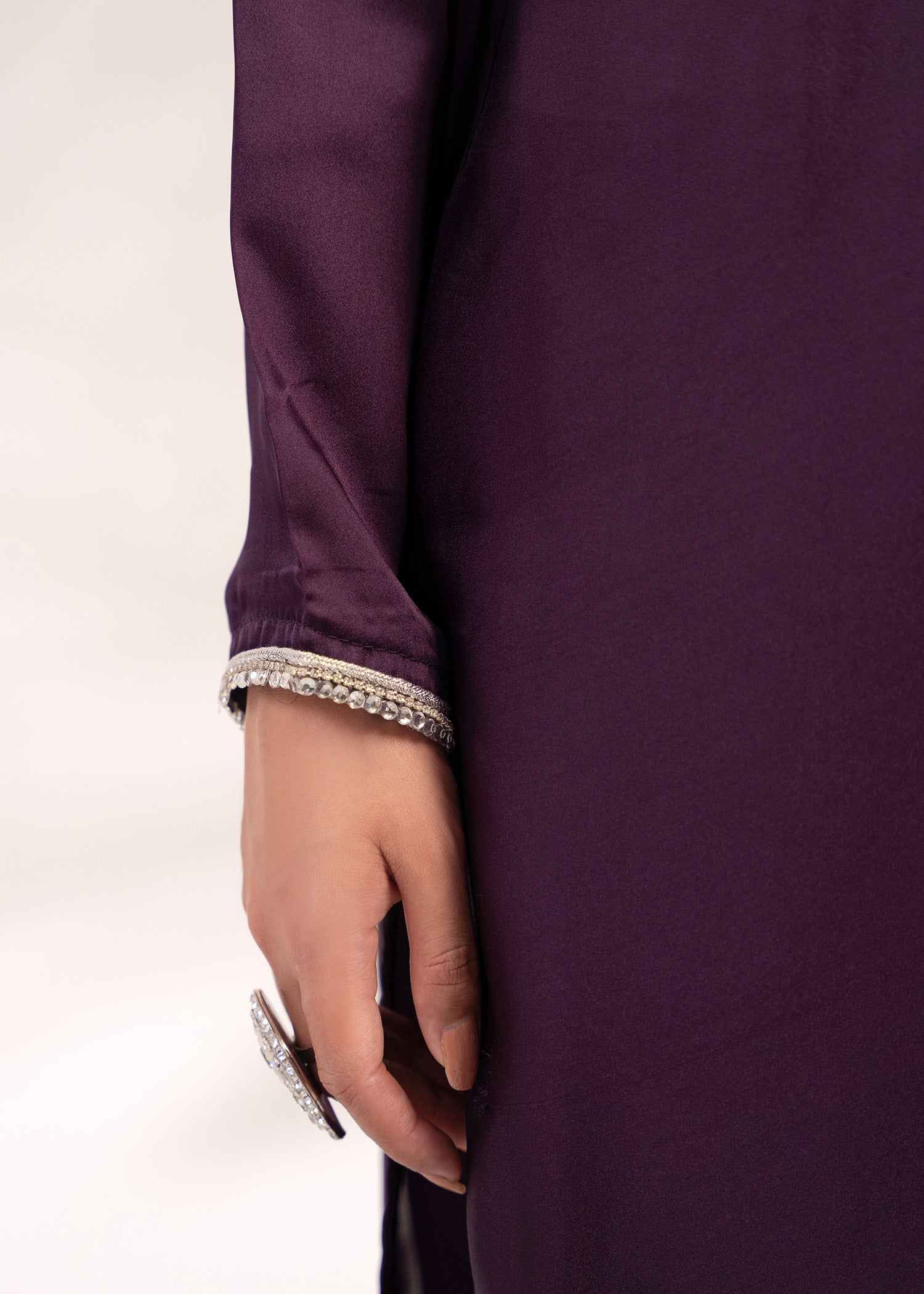 silk Kurta Set in Plum