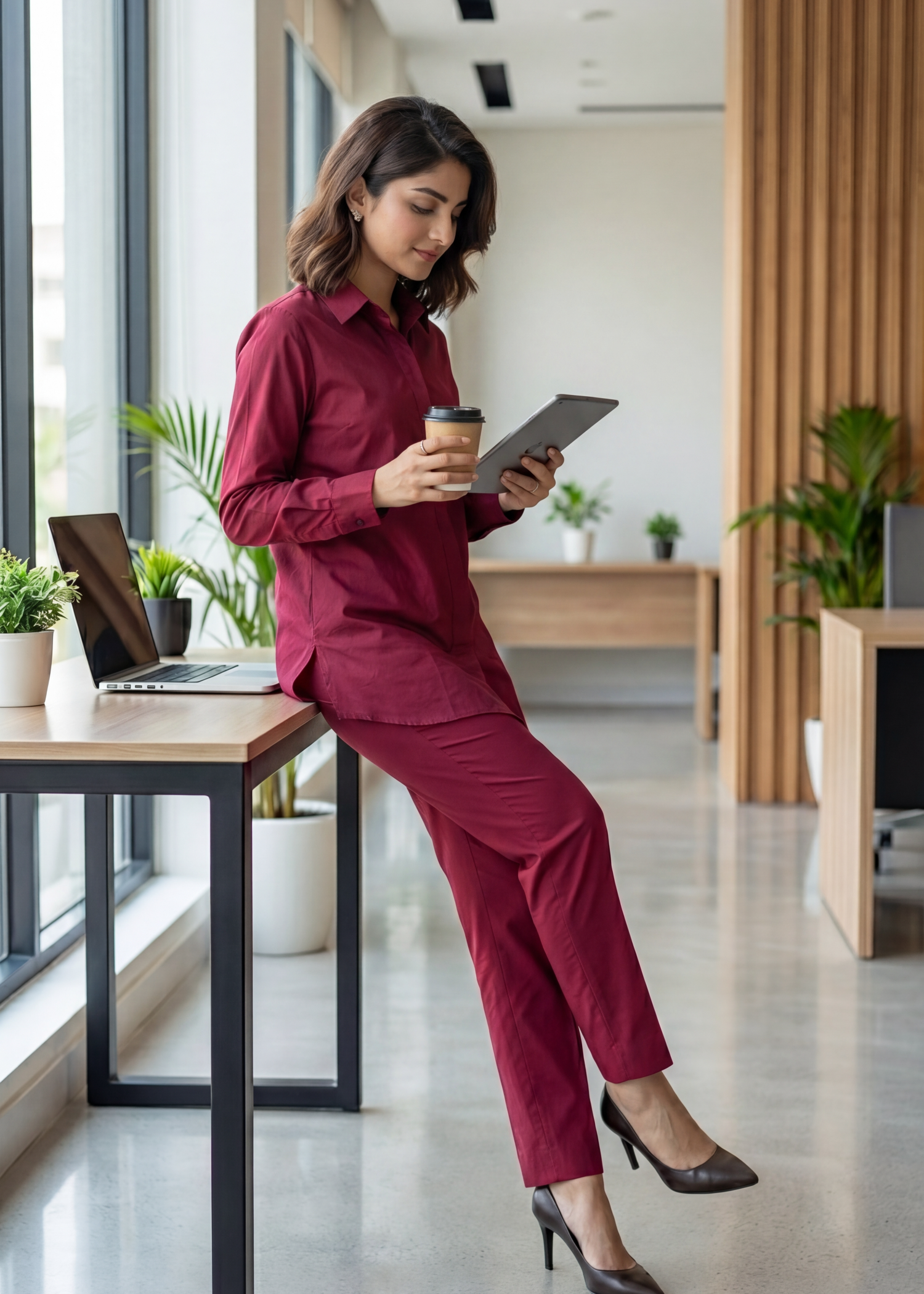 cotton Co ord Sets in Berry red