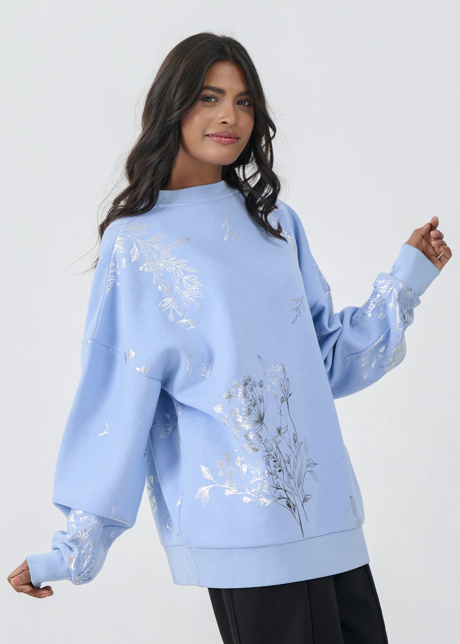 fleece Sweatshirt in Ice blue