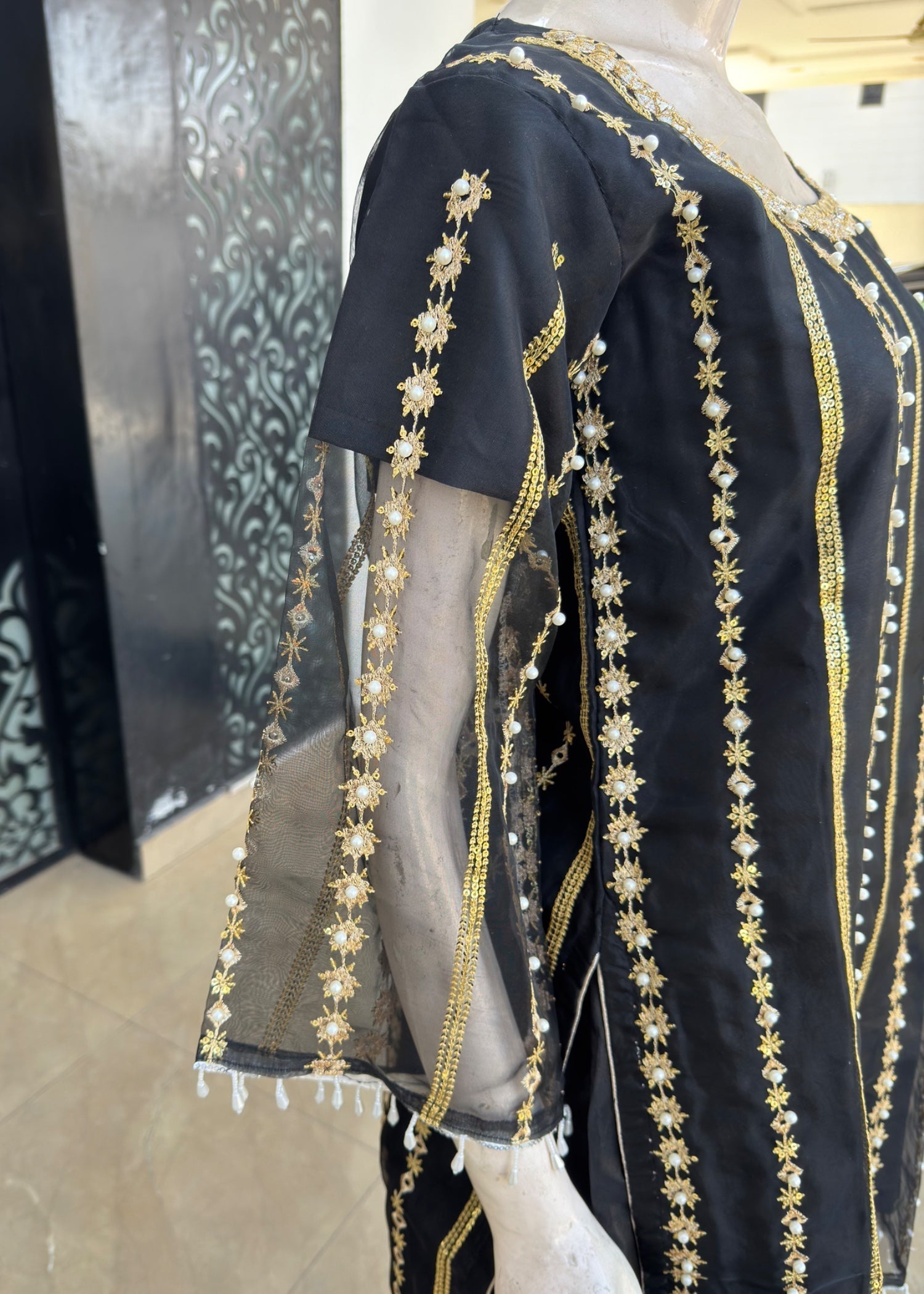 organza Sharara in Jet black