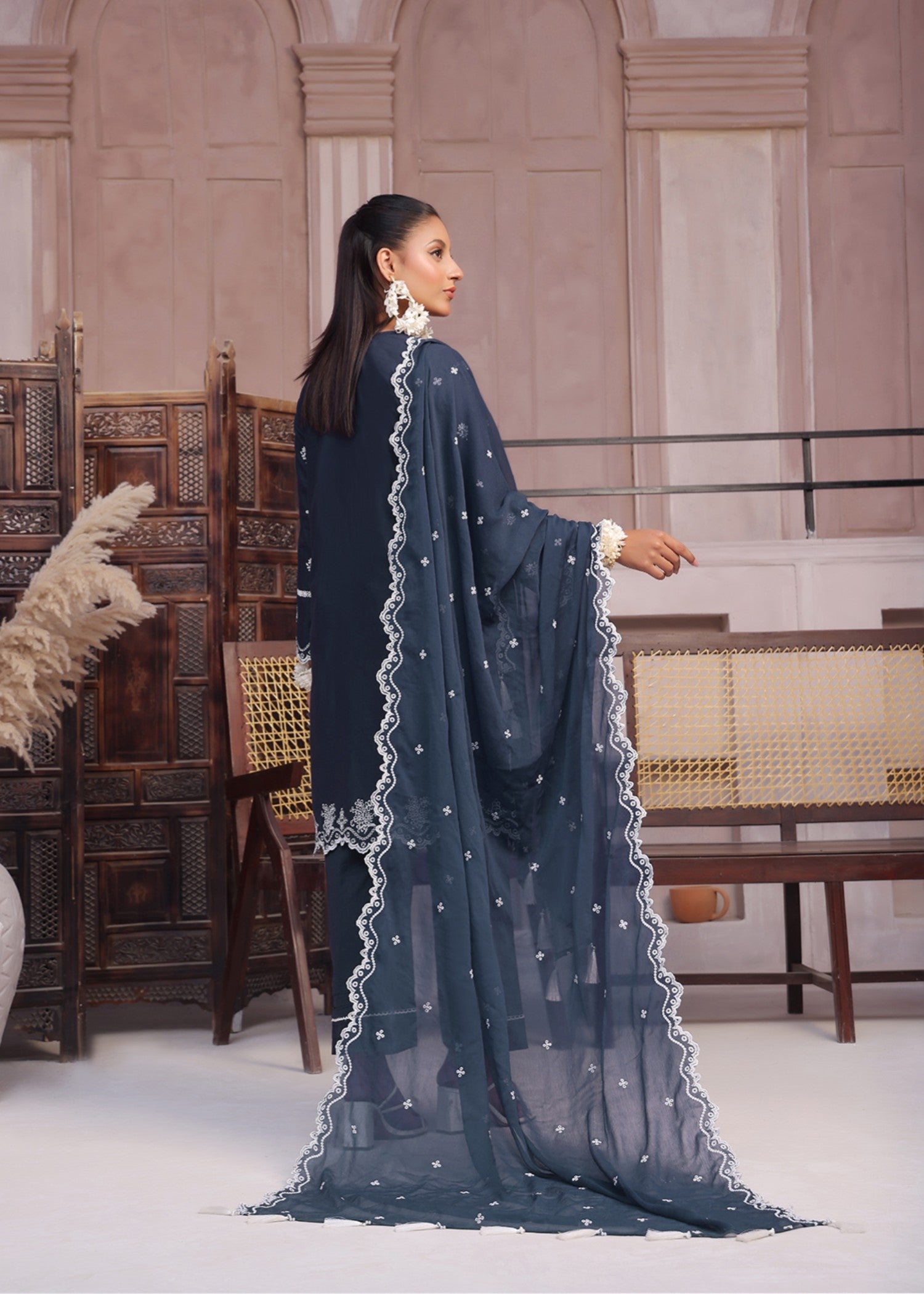 cotton Kurta Set in Dark blue