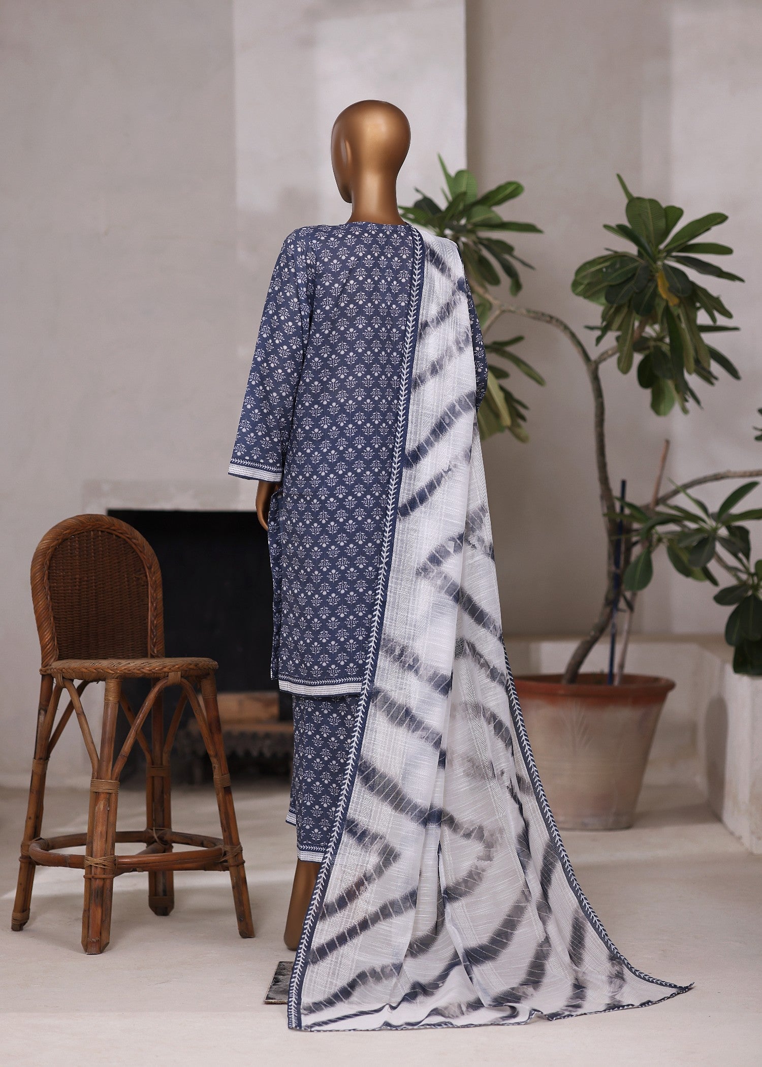 polycotton Kurta Set in Twilight blue