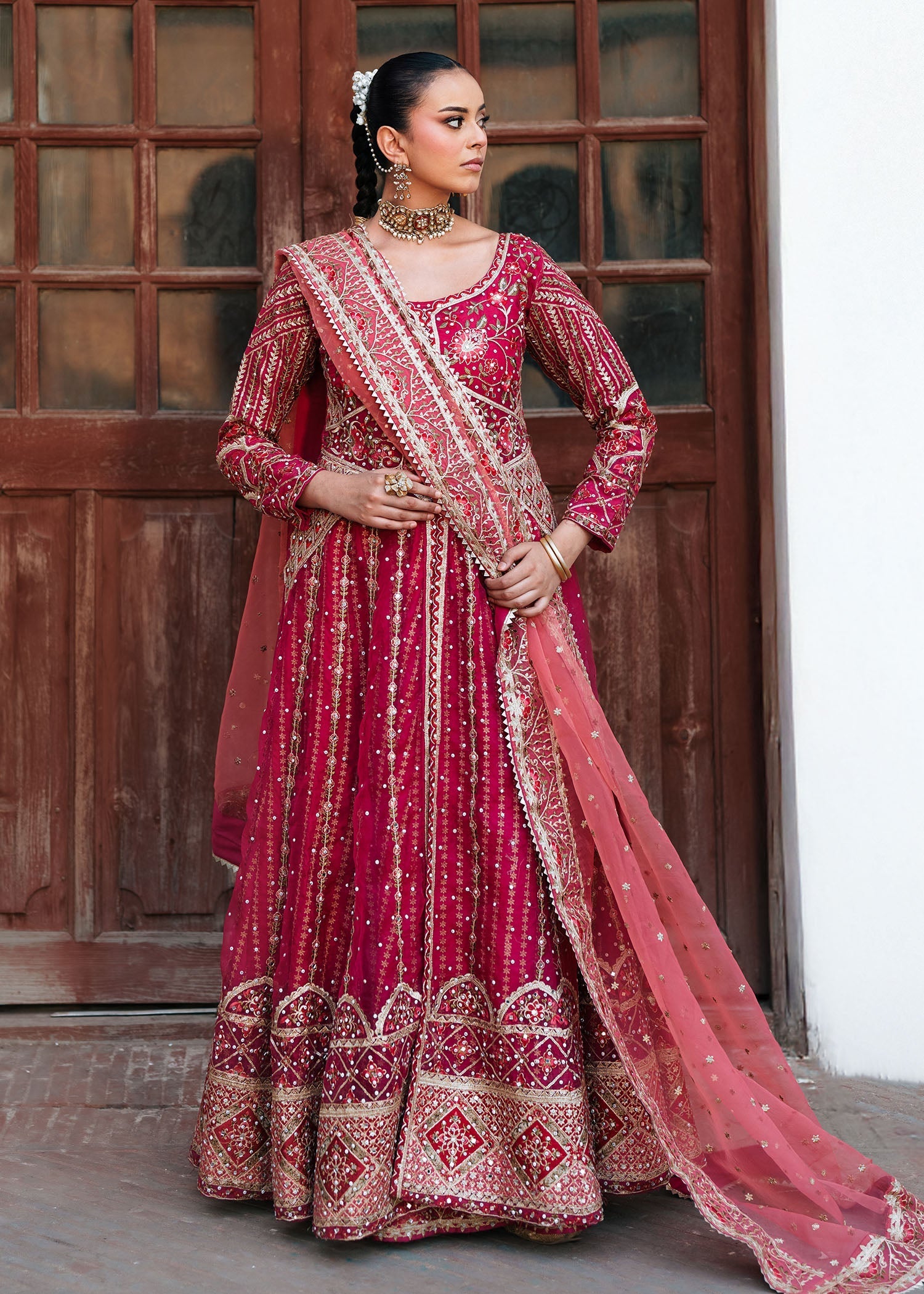 organza Lehenga in Pink