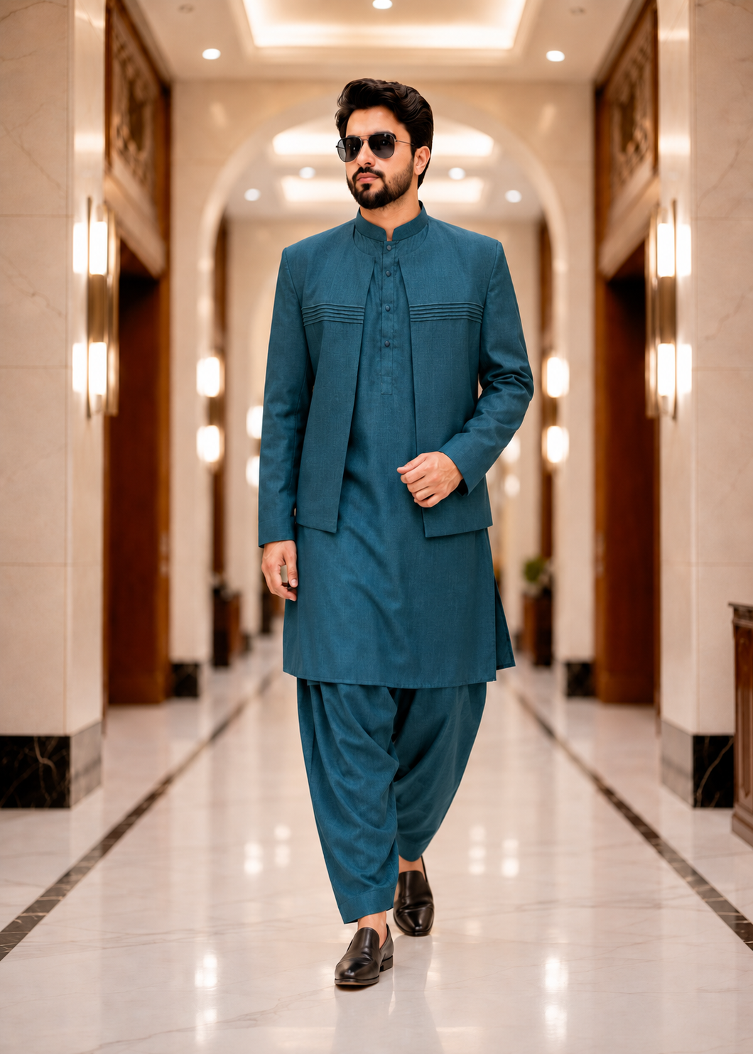 wash & wear Prince Coat in Teal