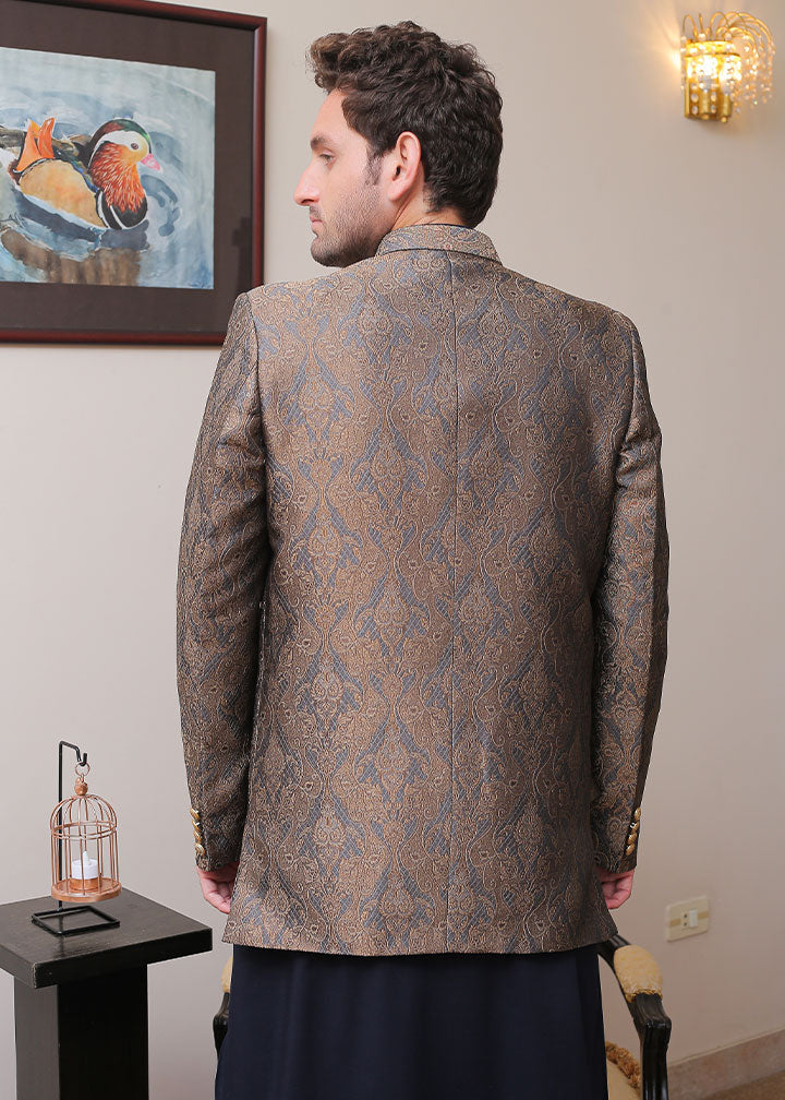 banarsi silk Prince Coat in Grey